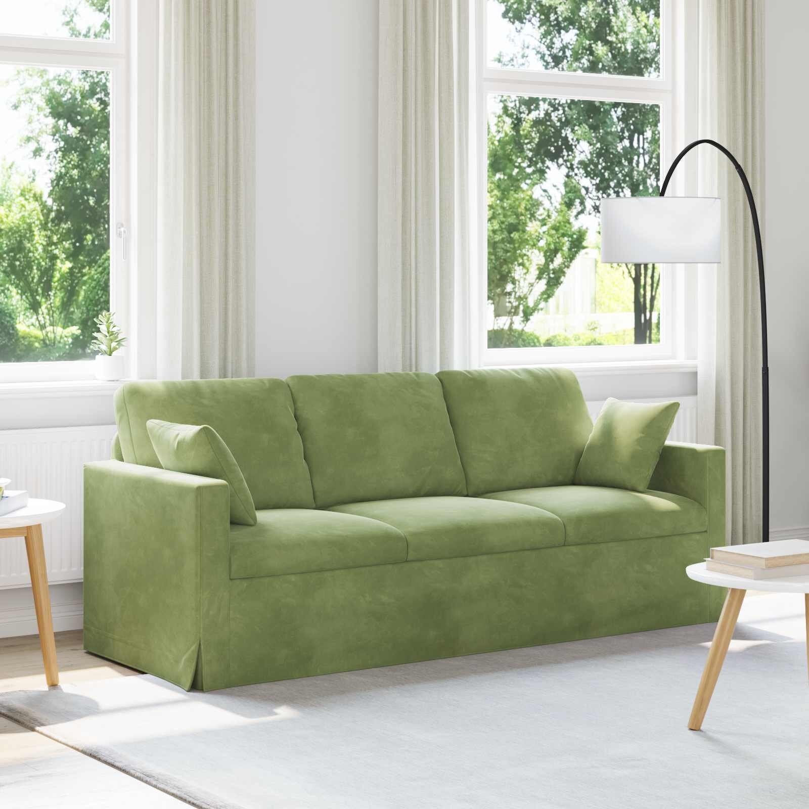 vidaXL Диван Светло зелено 198 x 78 x 80 см Кадифе
