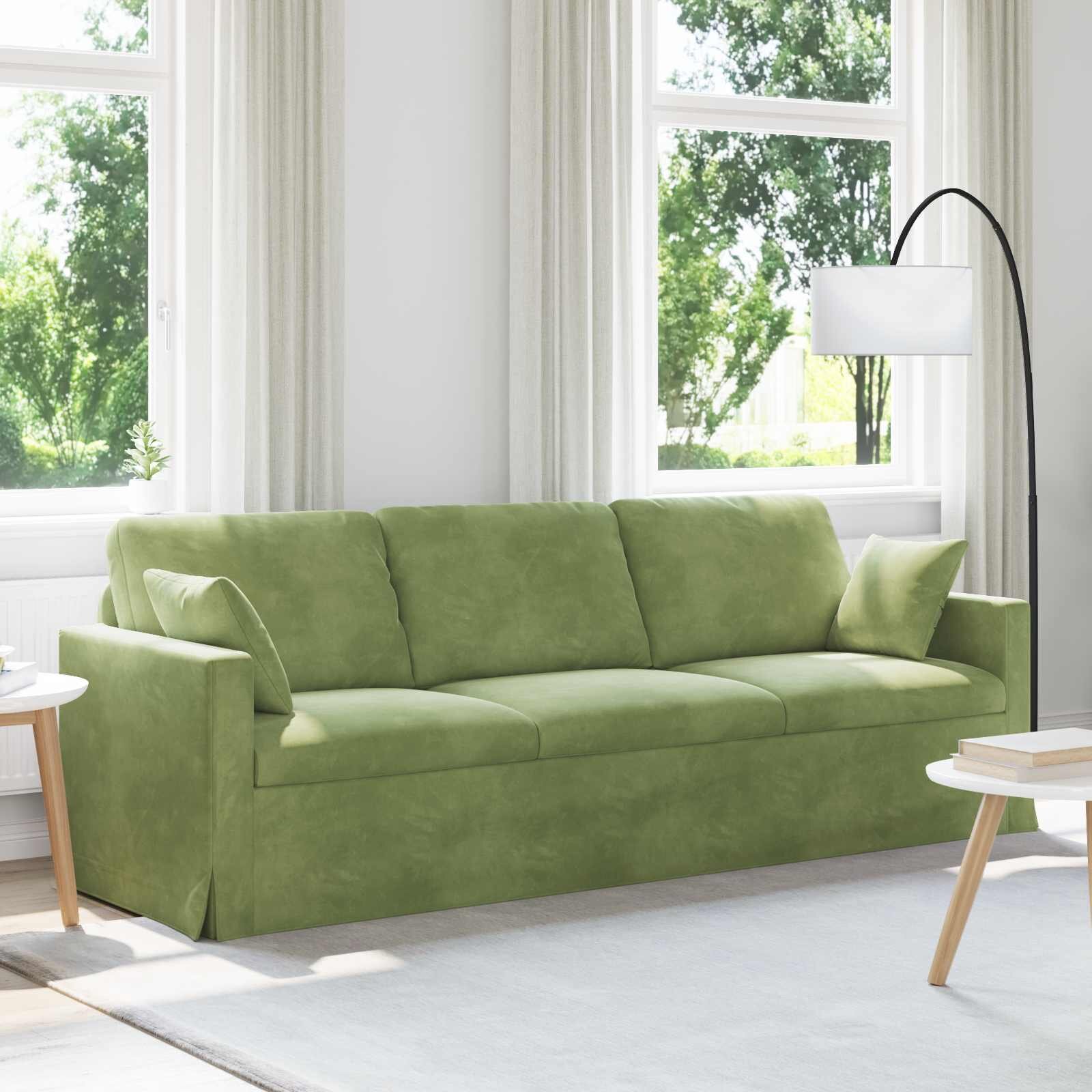 vidaXL Диван Светло зелено 228 x 78 x 80 см Кадифе