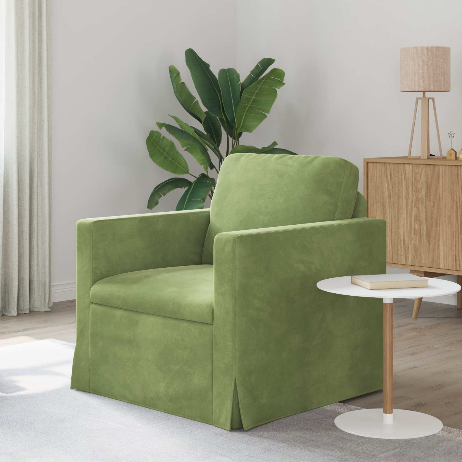 vidaXL Диван Светло зелено 78 x 78 x 80 см Кадифе