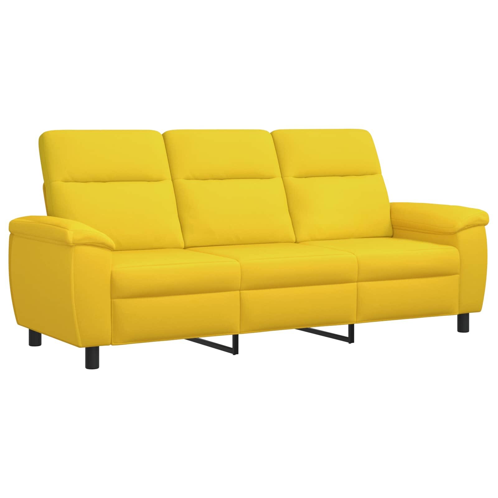 vidaXL Диван Светло жълто 214 x 90 x 95 см Текстил