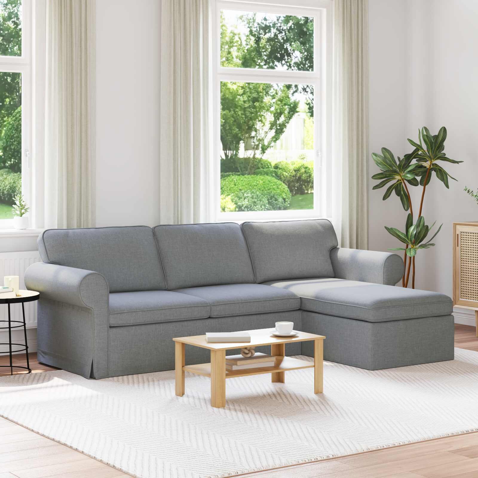 vidaXL Диван Светлосиво 245 x 138 x 80 см текстил