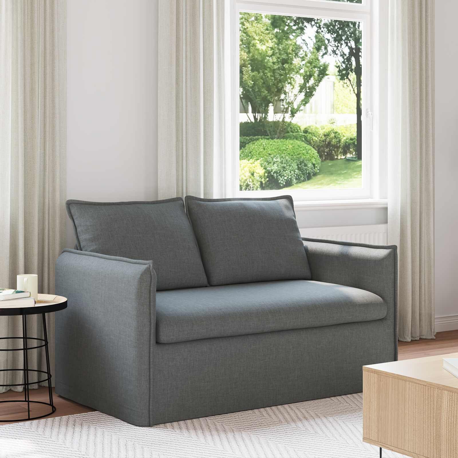 vidaXL Диван Тъмен сив 136 x 82 x 85 см текстил