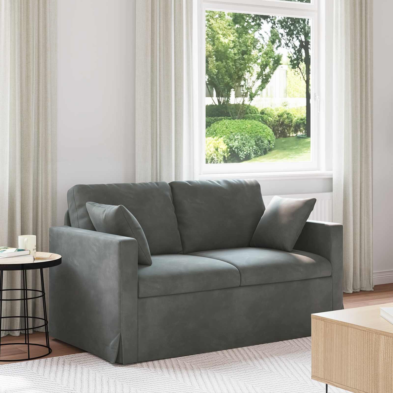 vidaXL Диван Тъмен сив 138 x 78 x 80 см Кадифе