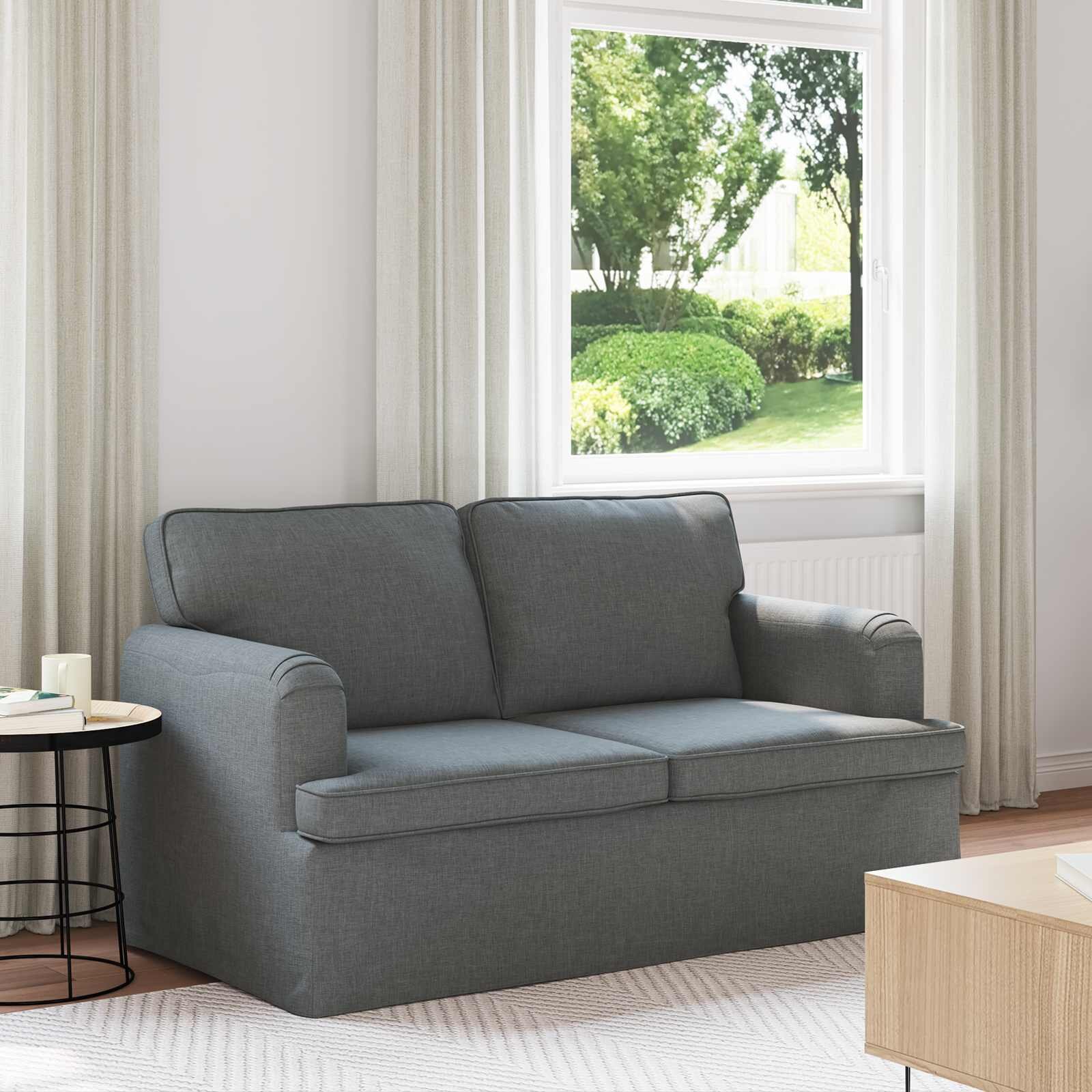 vidaXL Диван Тъмен сив 144 x 80 x 85 см текстил