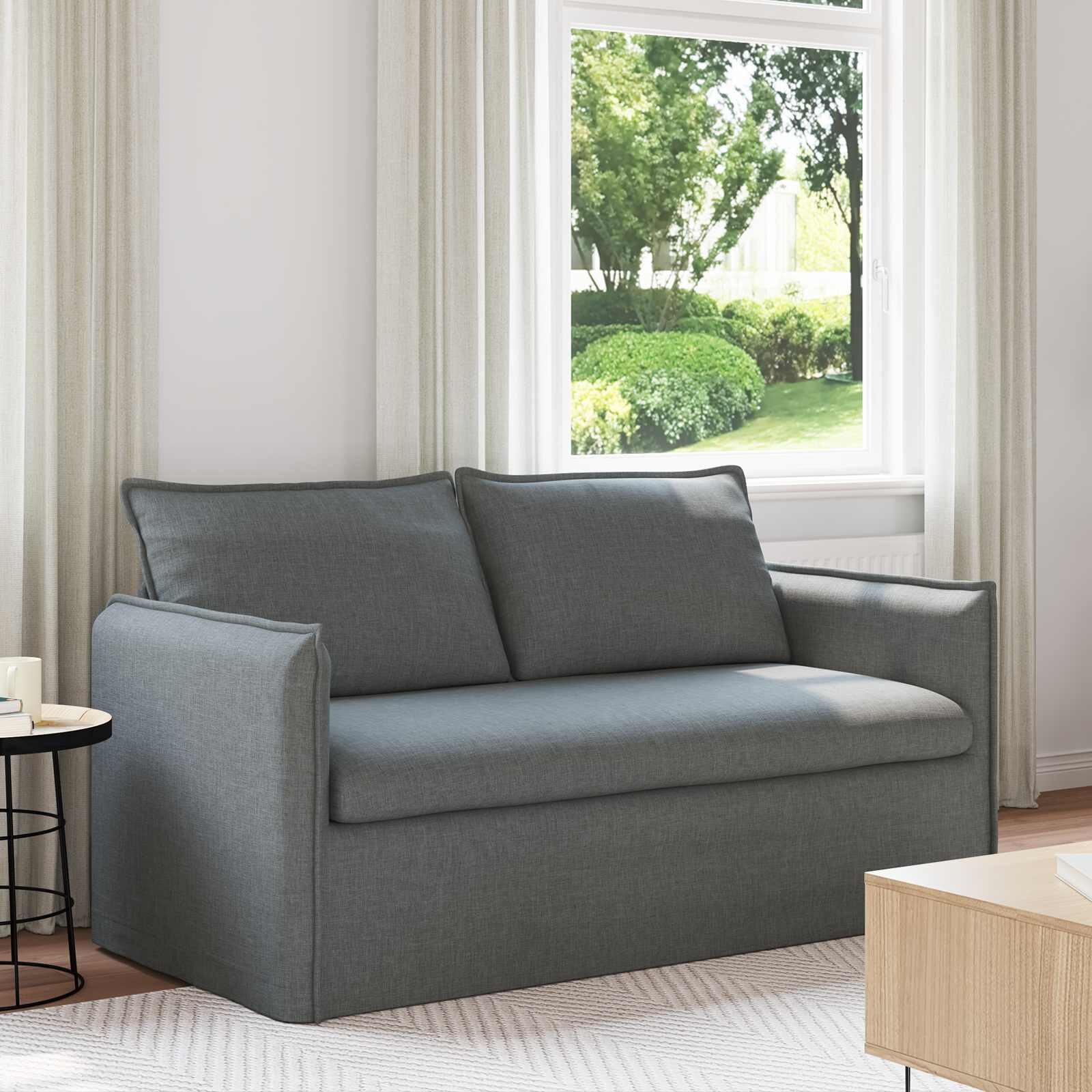 vidaXL Диван Тъмен сив 156 x 82 x 85 см текстил