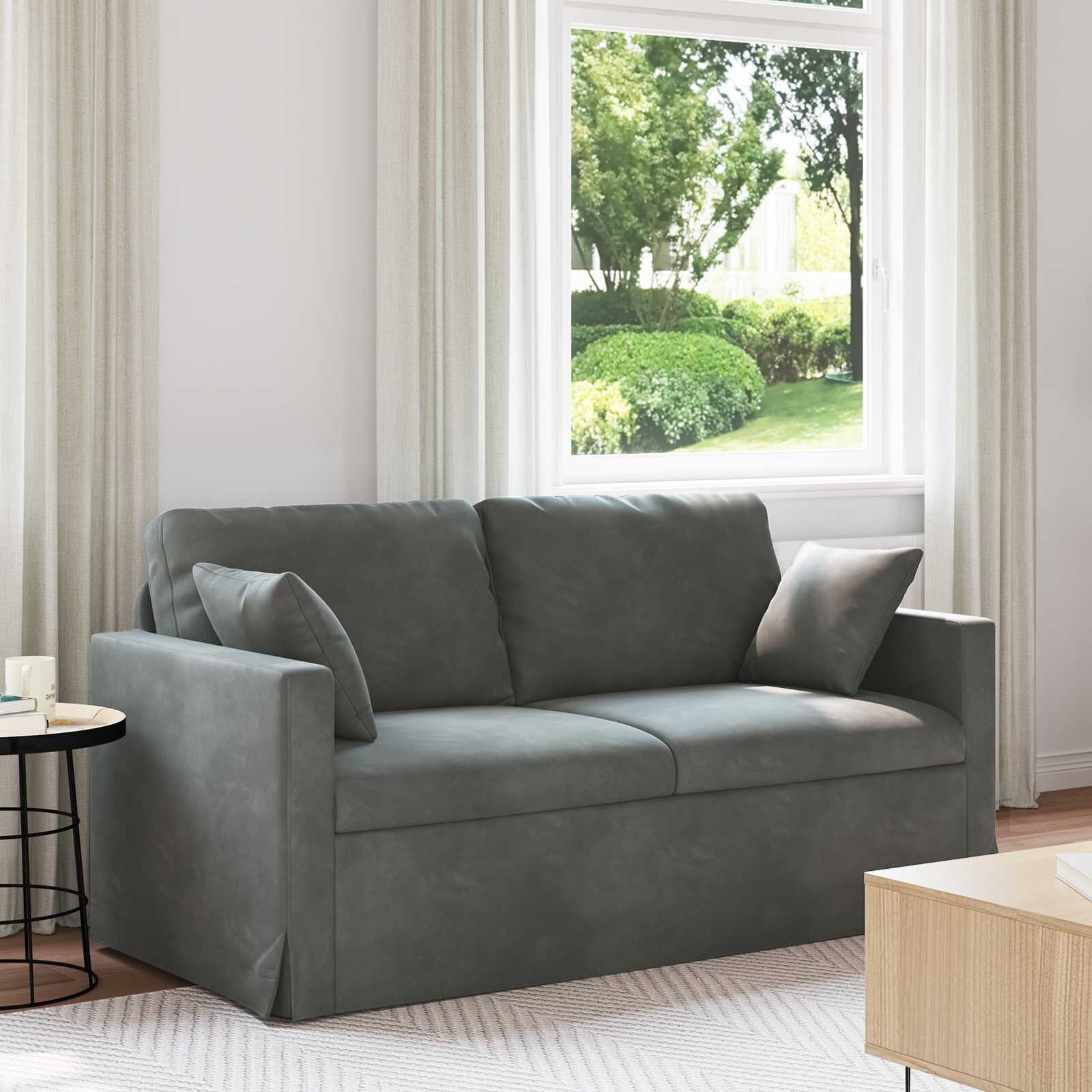 vidaXL Диван Тъмен сив 158 x 78 x 80 см Кадифе