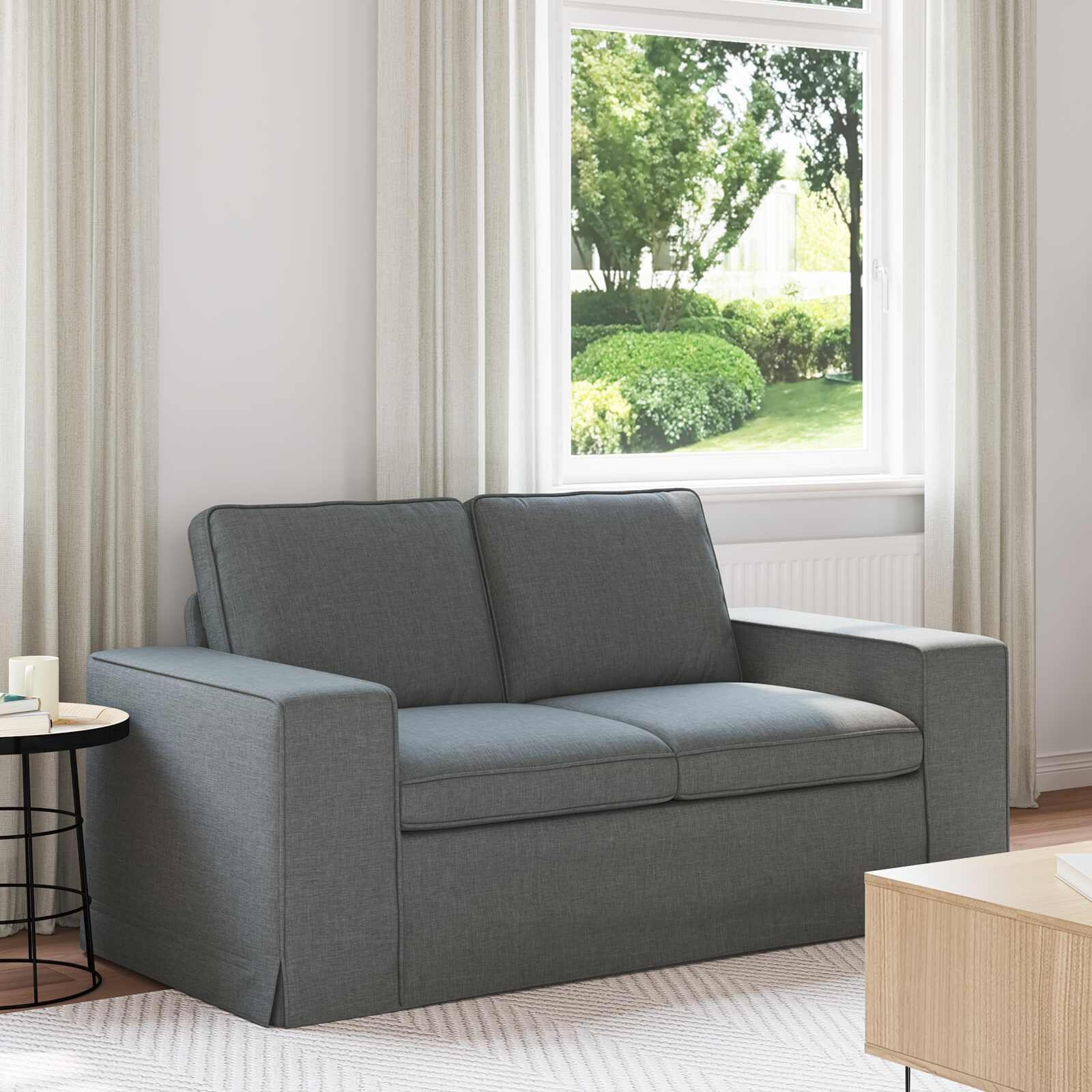 vidaXL Диван Тъмен сив 162 x 80 x 82 см текстил