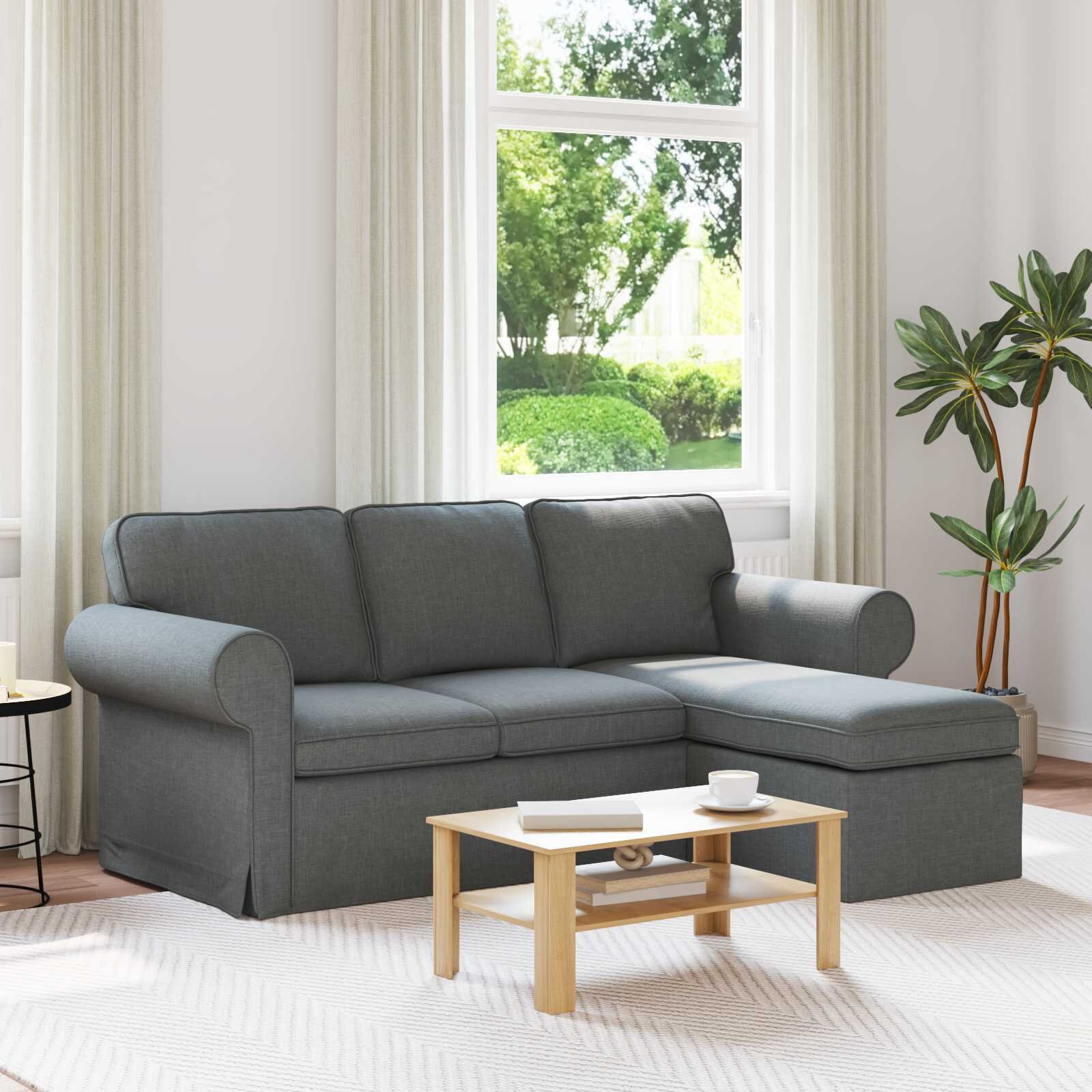 vidaXL Диван Тъмен сив 195 x 138 x 80 см текстил