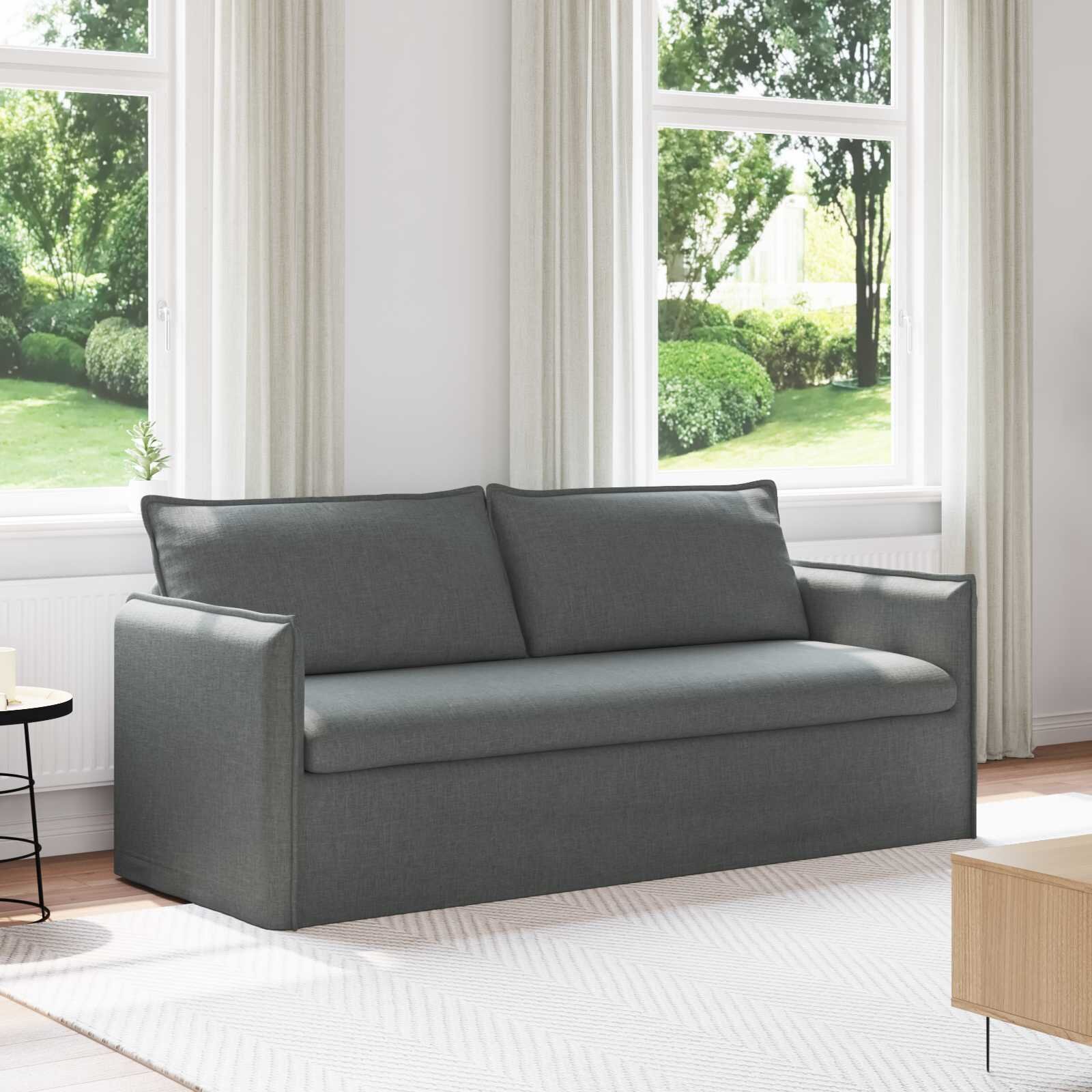 vidaXL Диван Тъмен сив 196 x 82 x 85 см текстил