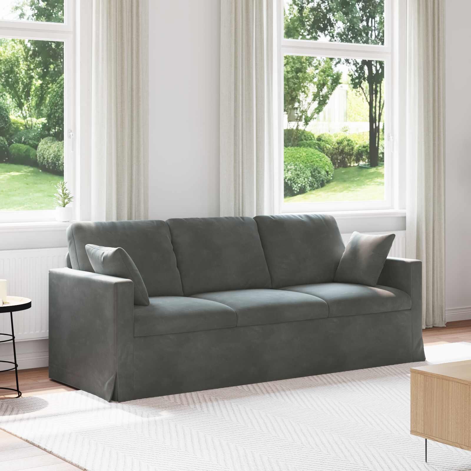vidaXL Диван Тъмен сив 198 x 78 x 80 см Кадифе