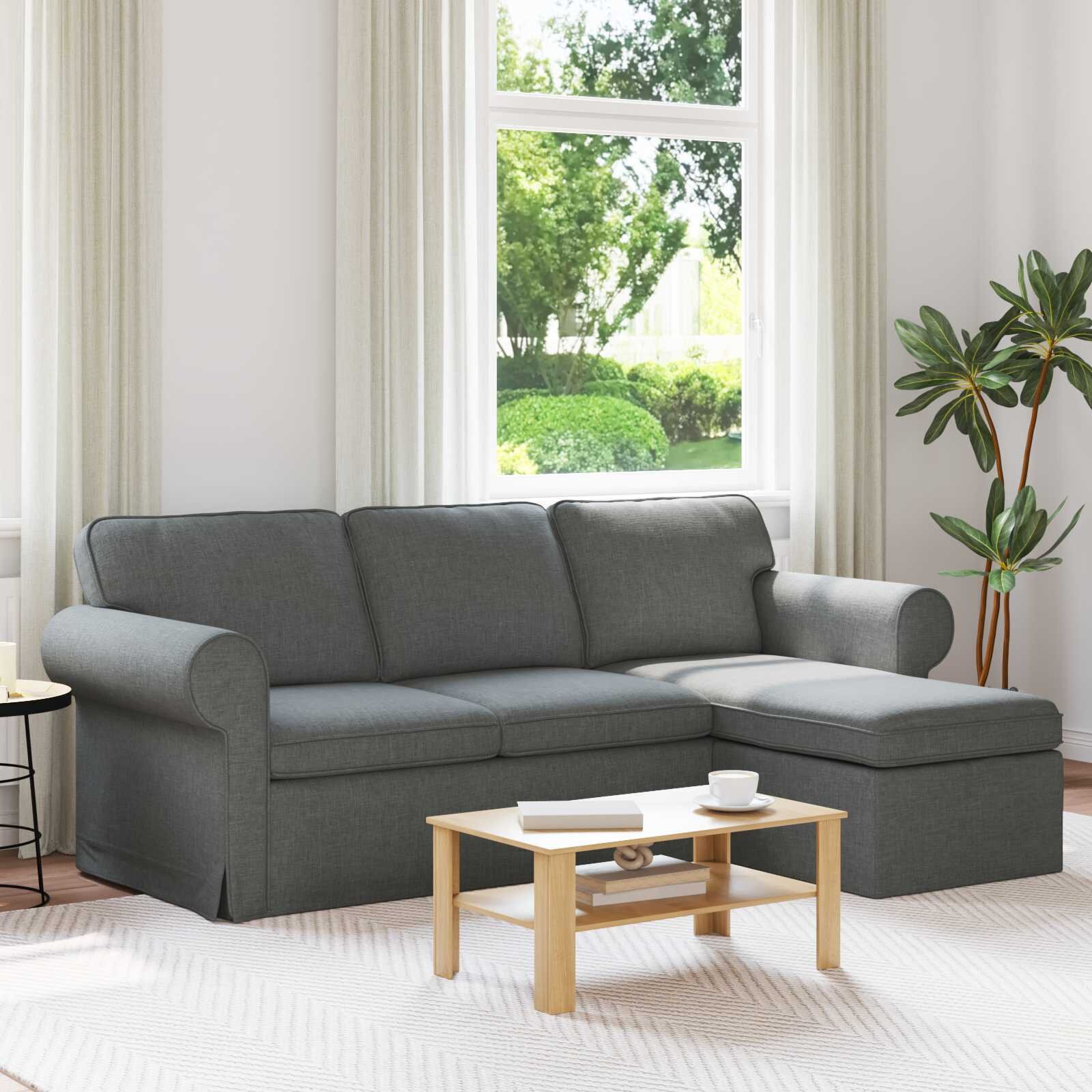 vidaXL Диван Тъмен сив 215 x 138 x 80 см текстил
