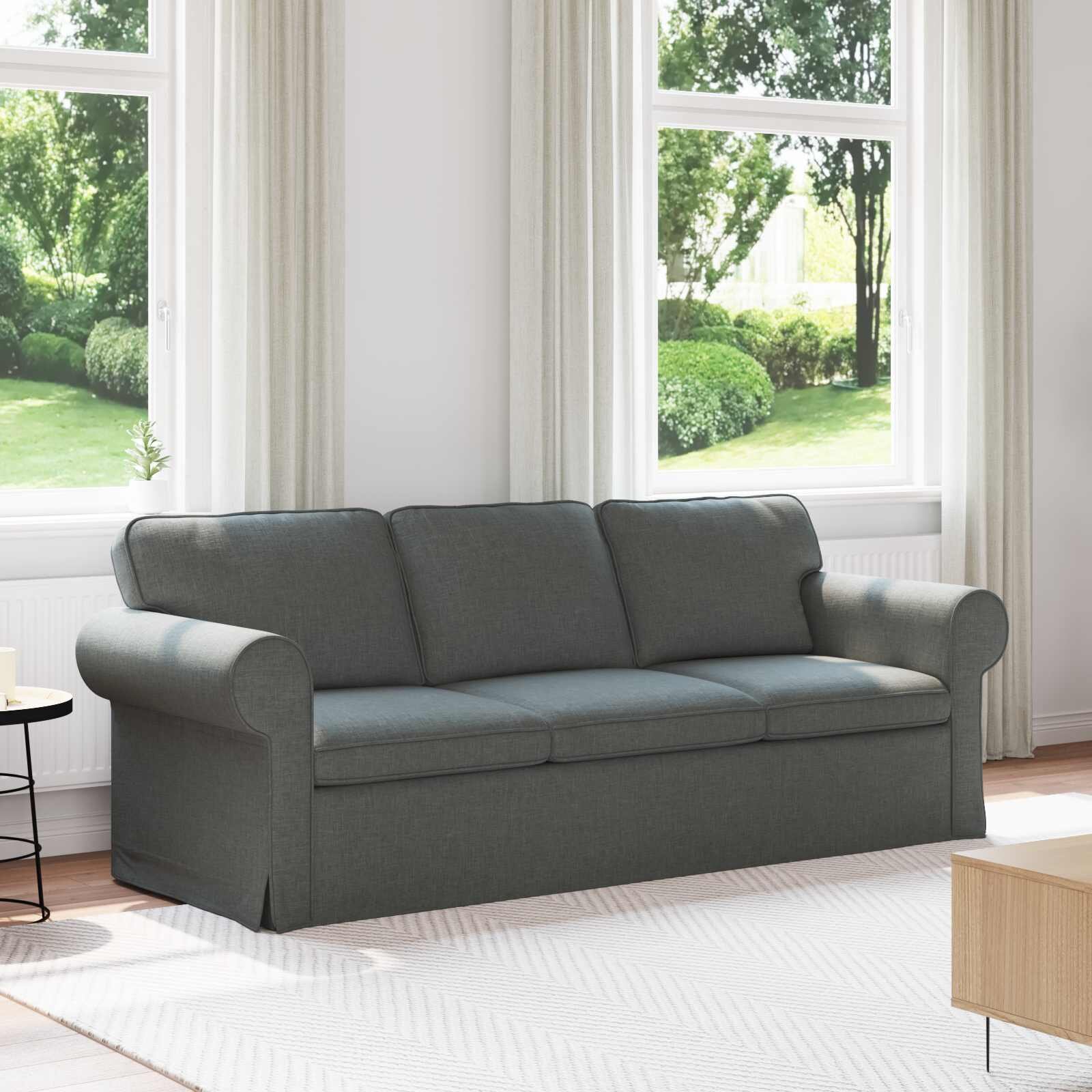 vidaXL Диван Тъмен сив 215 x 82 x 80 см текстил