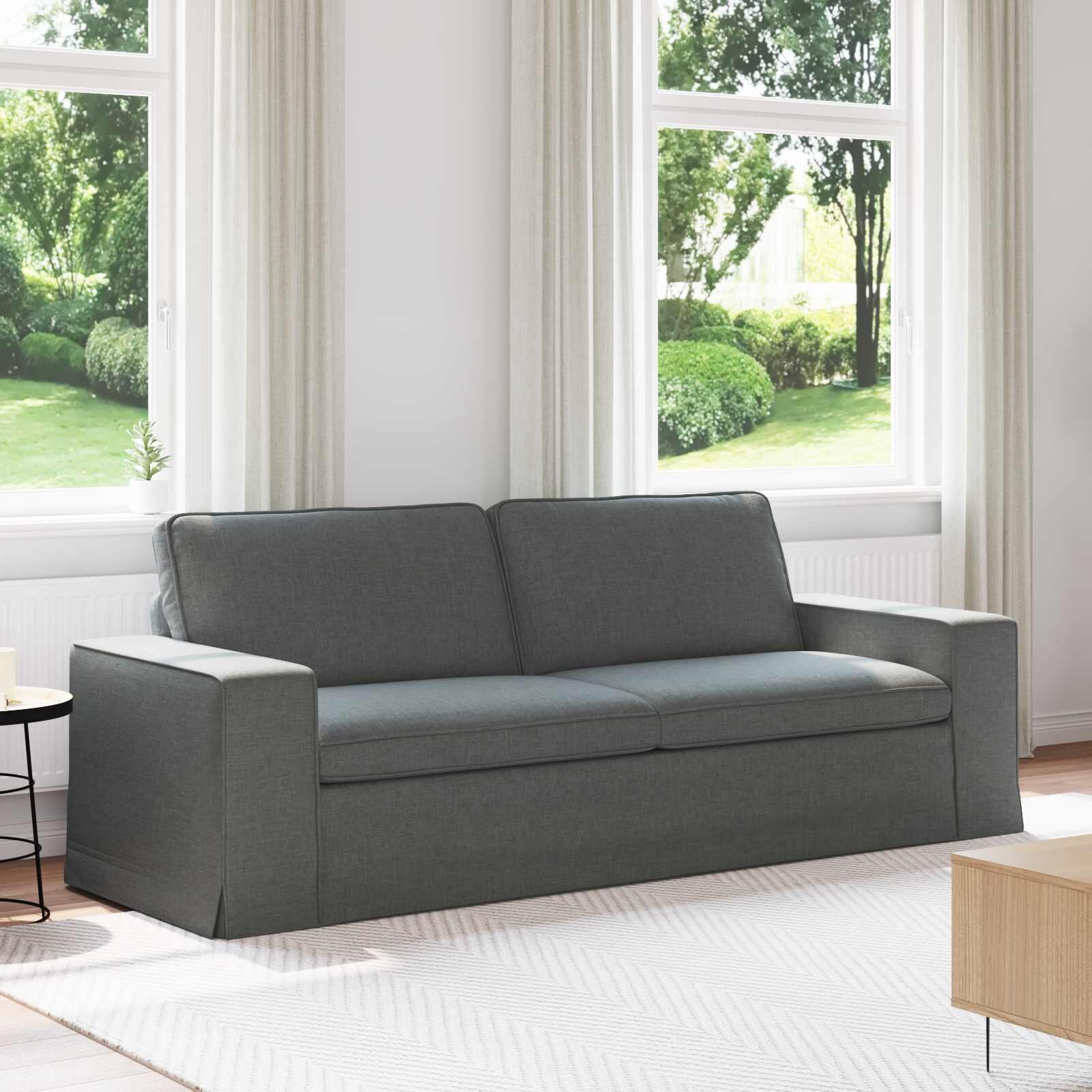 vidaXL Диван Тъмен сив 222 x 80 x 82 см текстил