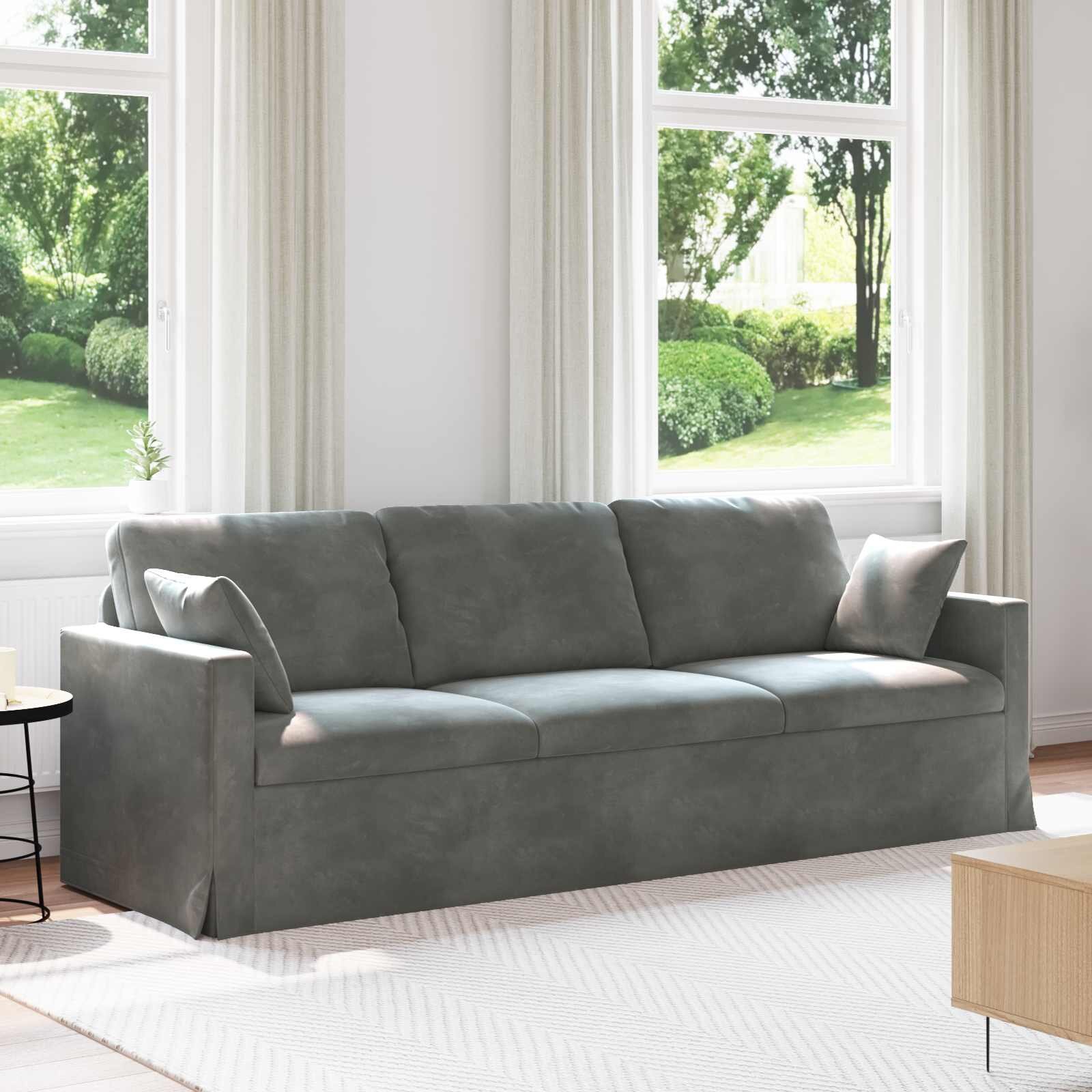 vidaXL Диван Тъмен сив 228 x 78 x 80 см Кадифе