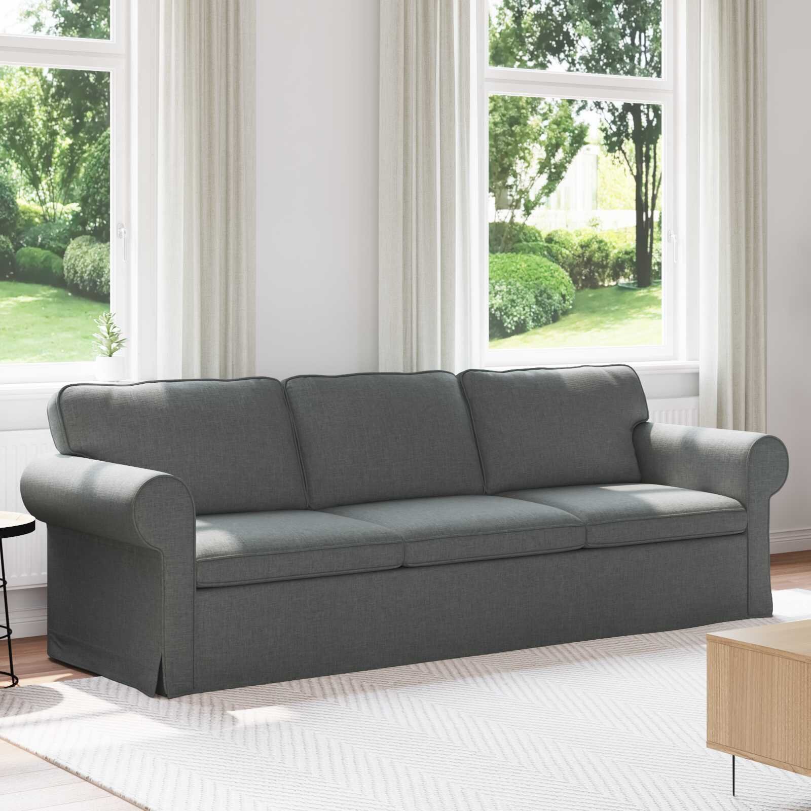 vidaXL Диван Тъмен сив 245 x 82 x 80 см текстил
