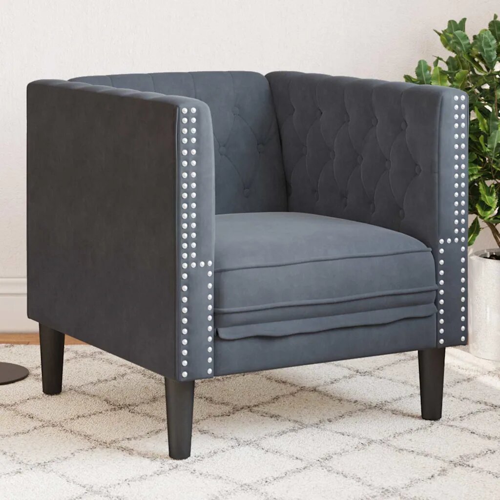 vidaXL Диван Тъмен сив 745 x 71 x 705 см Кадифе