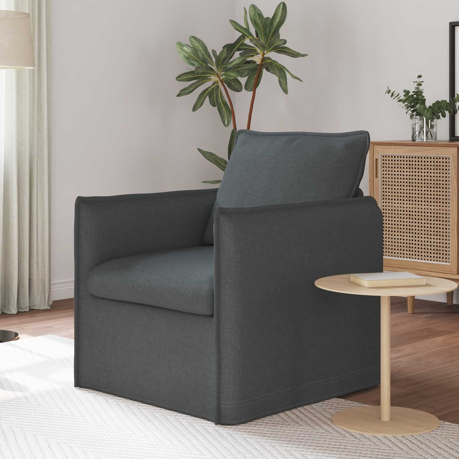vidaXL Диван Тъмен сив 75 x 82 x 85 см текстил