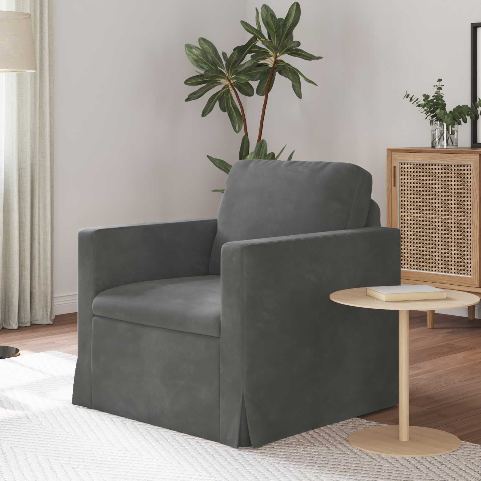 vidaXL Диван Тъмен сив 78 x 78 x 80 см Кадифе