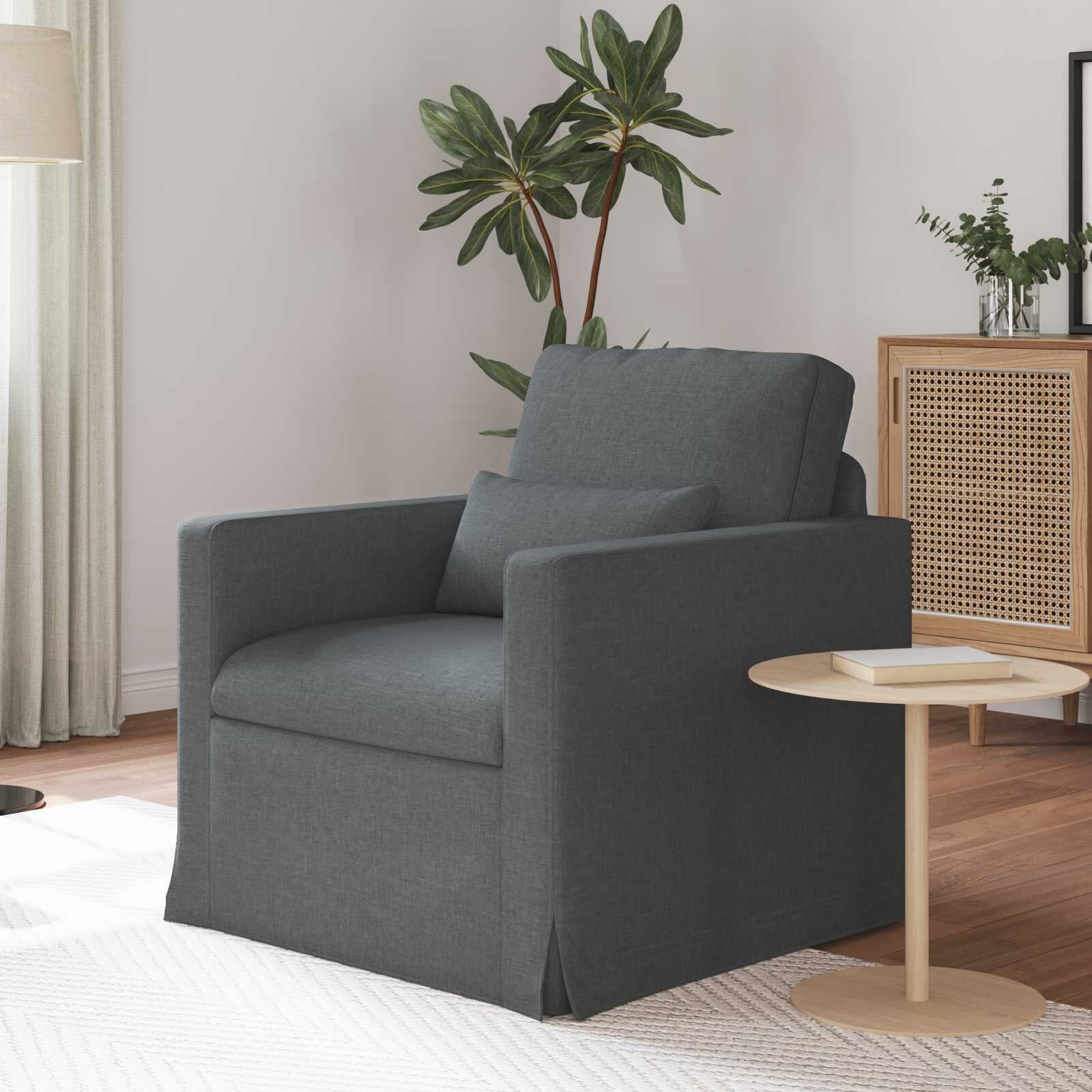 vidaXL Диван Тъмен сив 78 x 78 x 80 см текстил