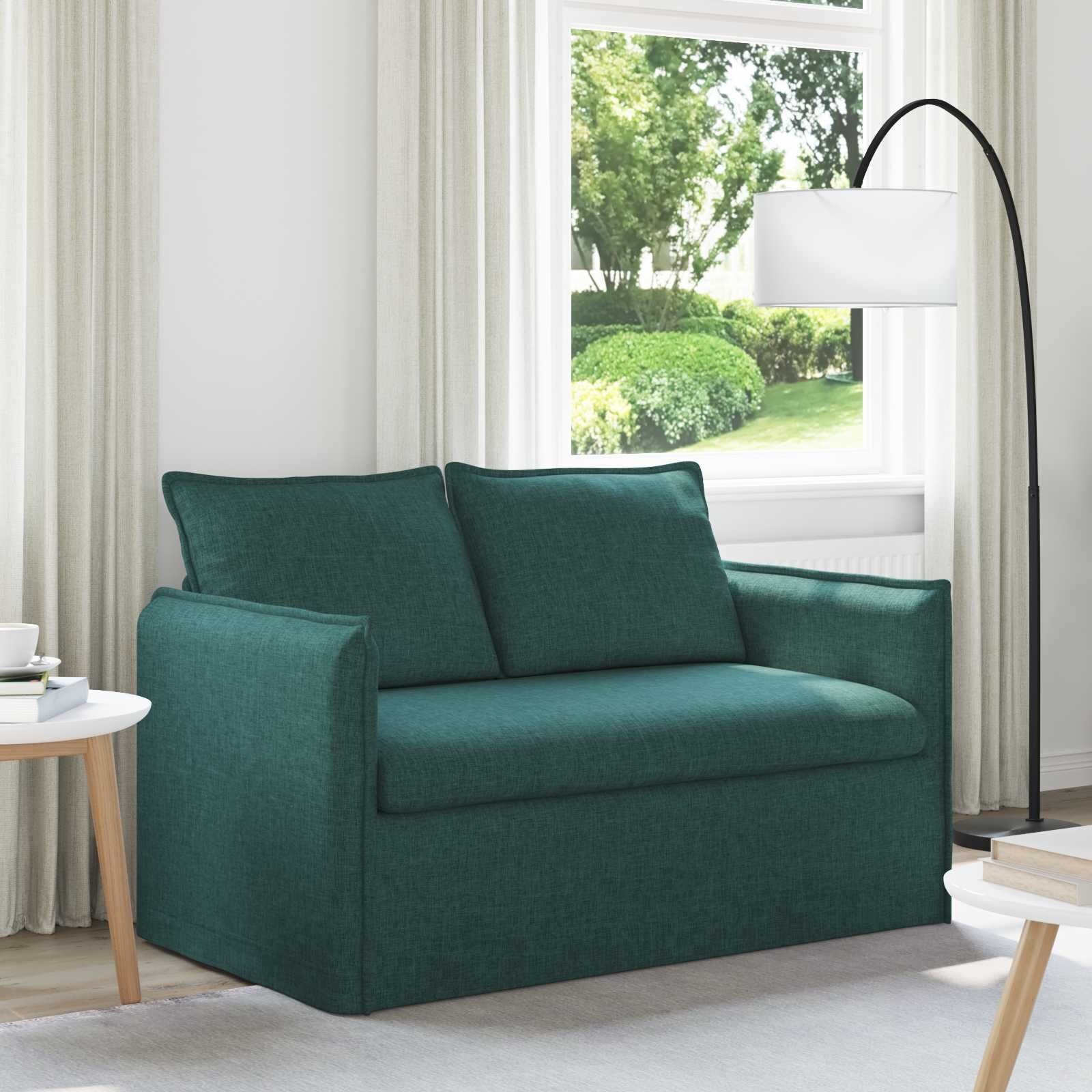 vidaXL Диван Тъмен зелен 136 x 82 x 85 см текстил