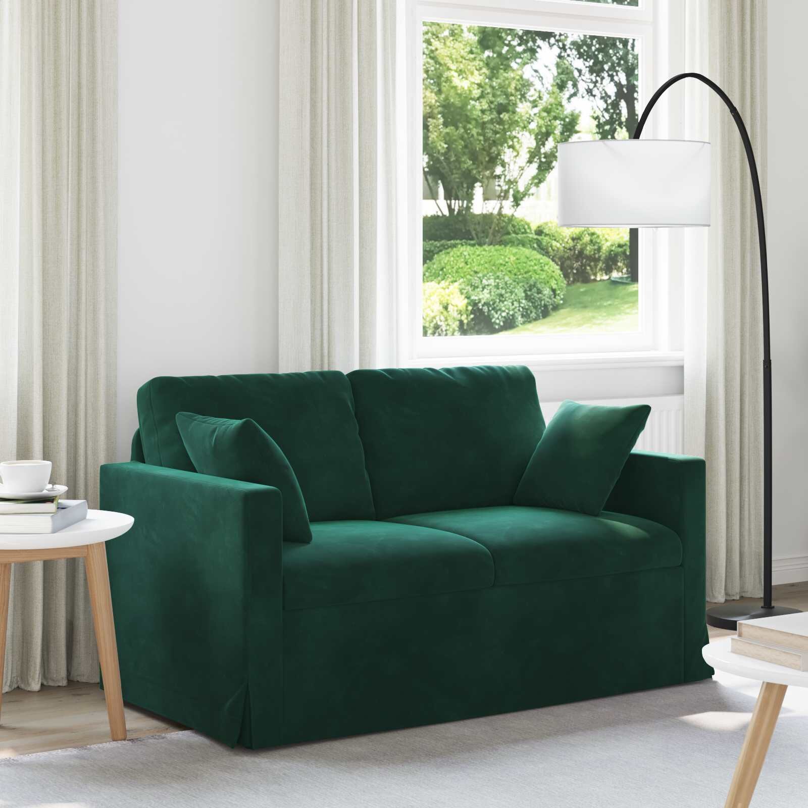 vidaXL Диван Тъмен зелен 138 x 78 x 80 см Кадифе