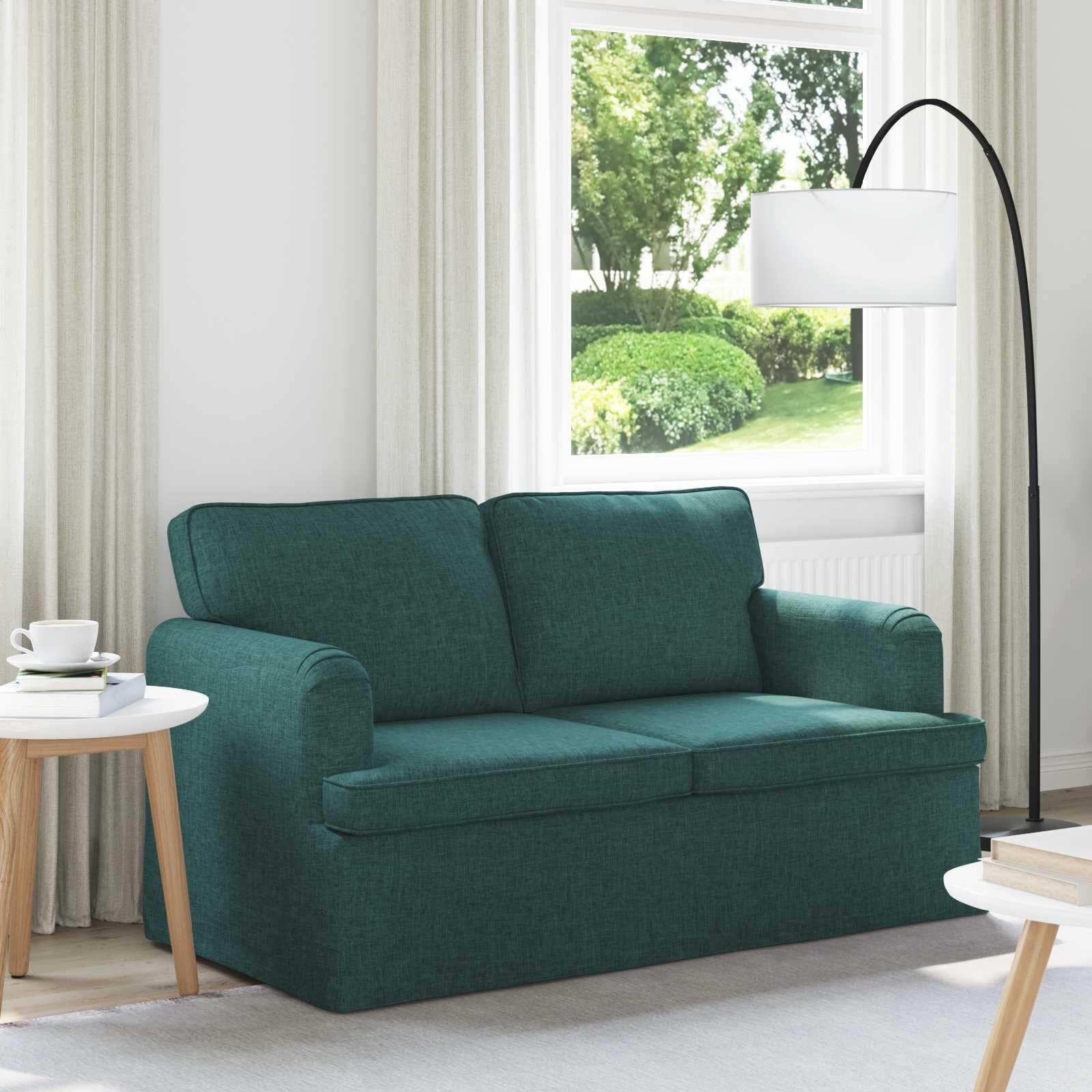 vidaXL Диван Тъмен зелен 144 x 80 x 85 см текстил