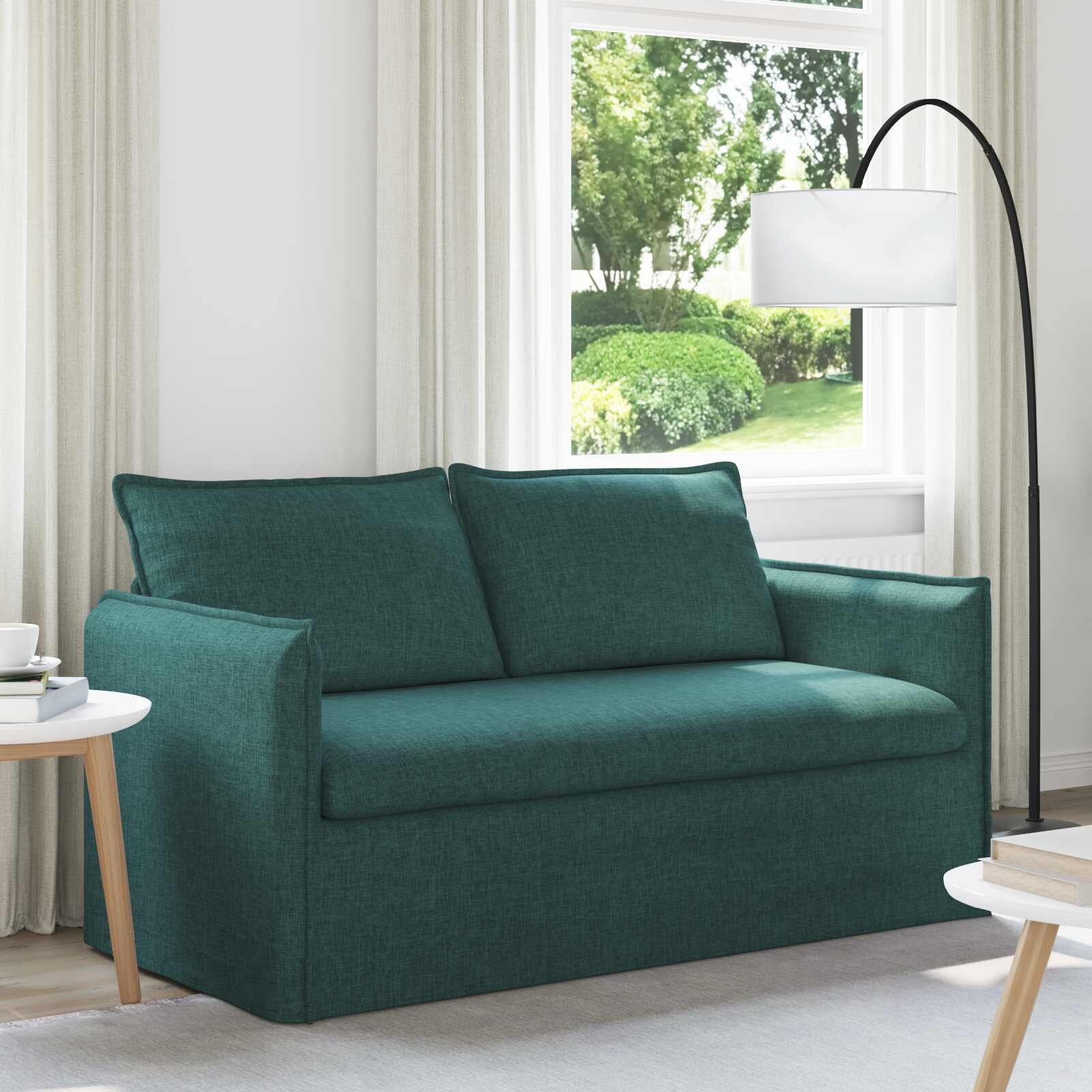 vidaXL Диван Тъмен зелен 156 x 82 x 85 см текстил
