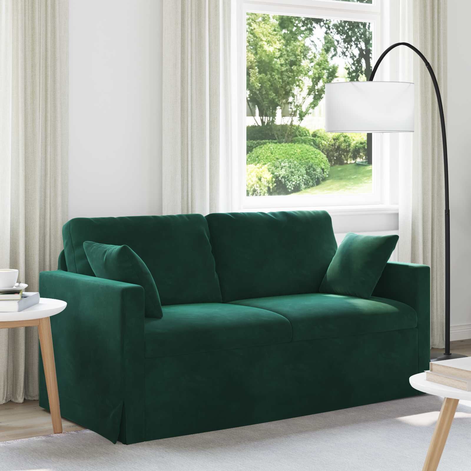 vidaXL Диван Тъмен зелен 158 x 78 x 80 см Кадифе