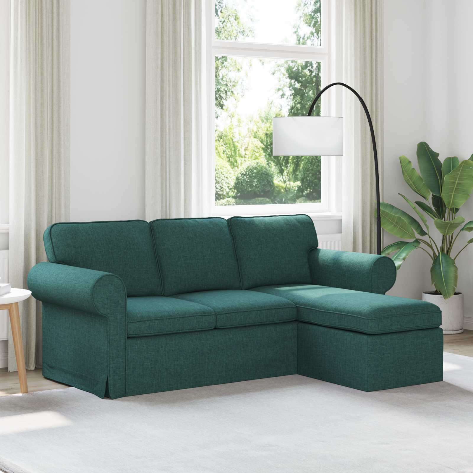 vidaXL Диван Тъмен зелен 195 x 138 x 80 см текстил