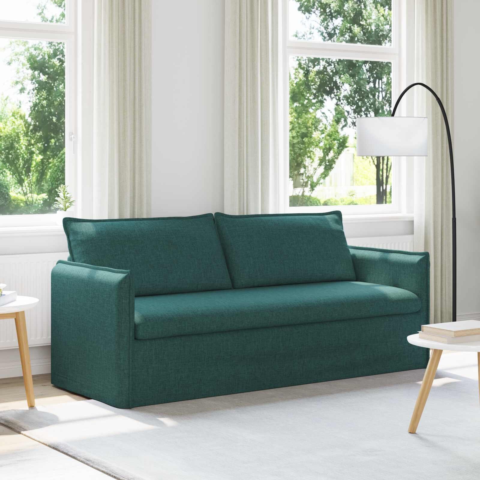 vidaXL Диван Тъмен зелен 196 x 82 x 85 см текстил