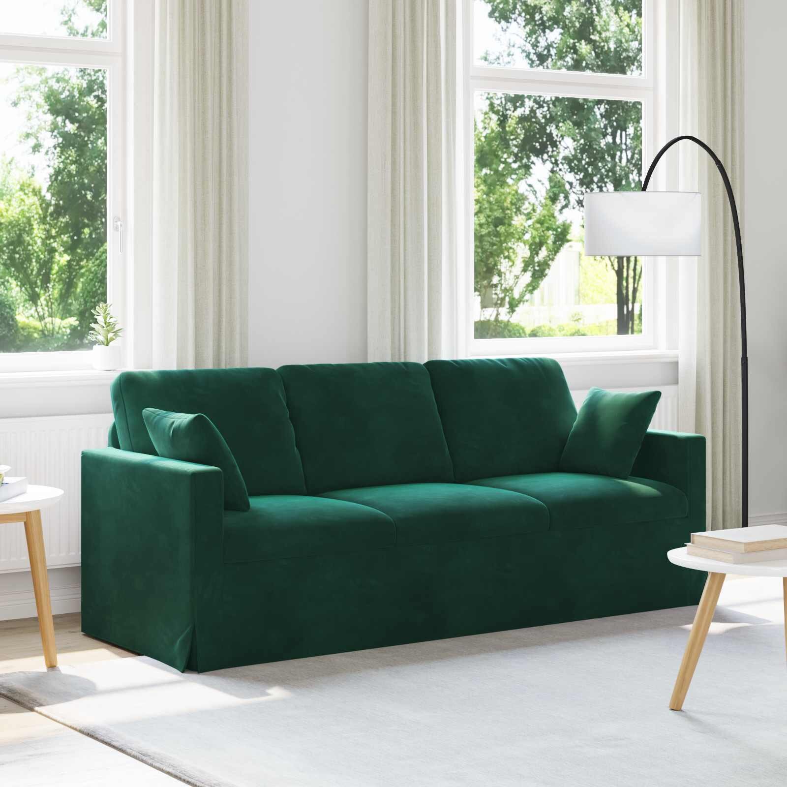 vidaXL Диван Тъмен зелен 198 x 78 x 80 см Кадифе