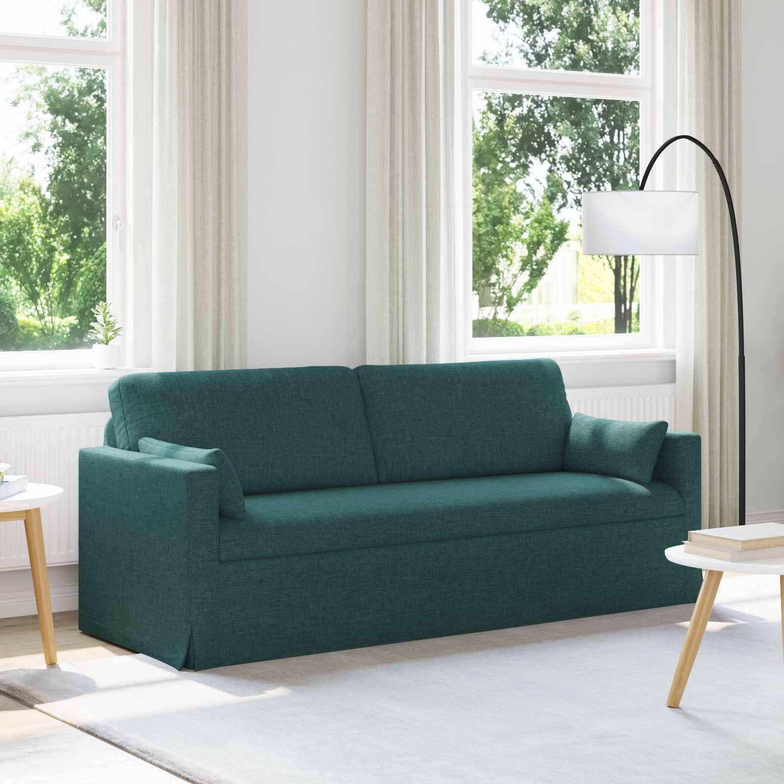 vidaXL Диван Тъмен зелен 198 x 78 x 80 см текстил