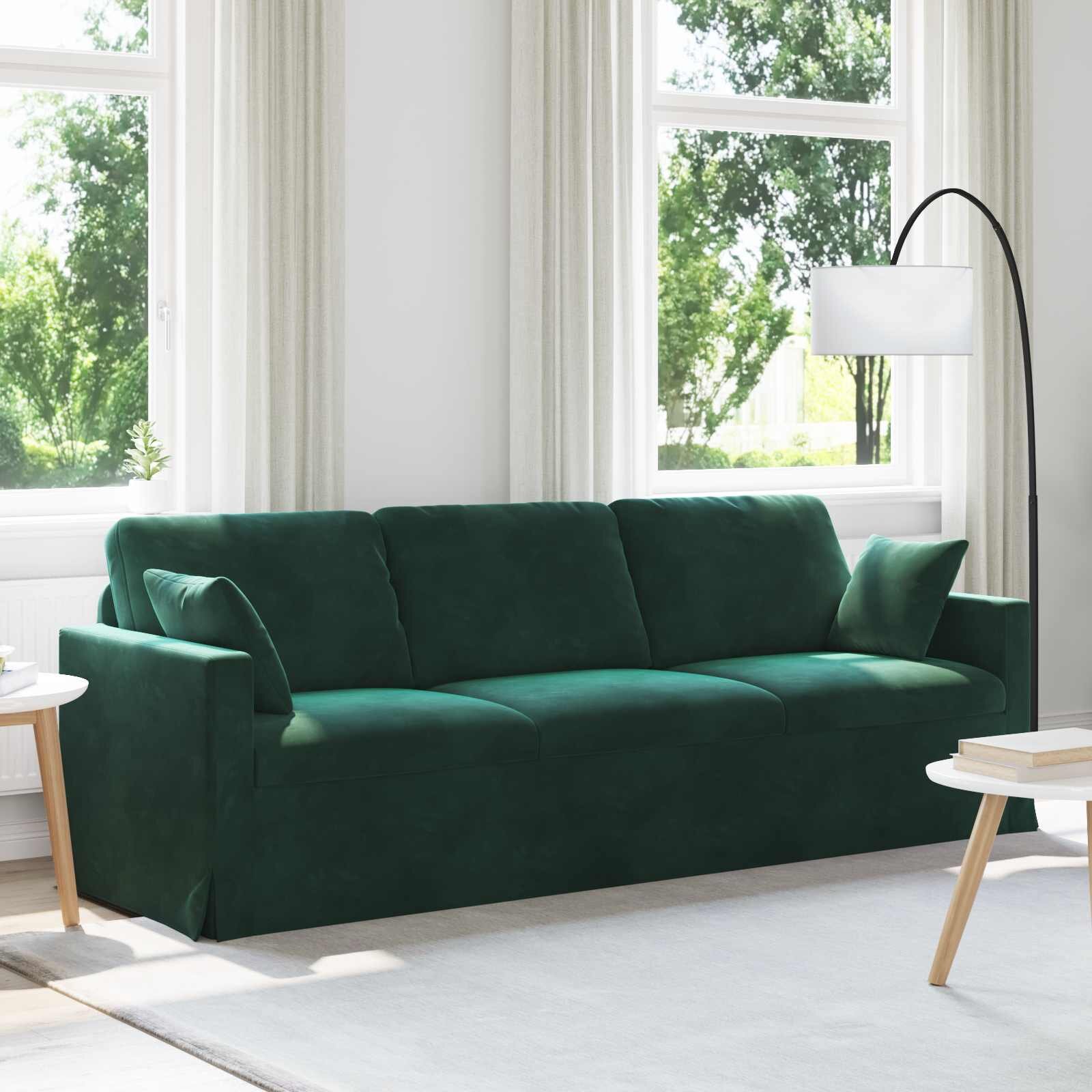 vidaXL Диван Тъмен зелен 228 x 78 x 80 см Кадифе