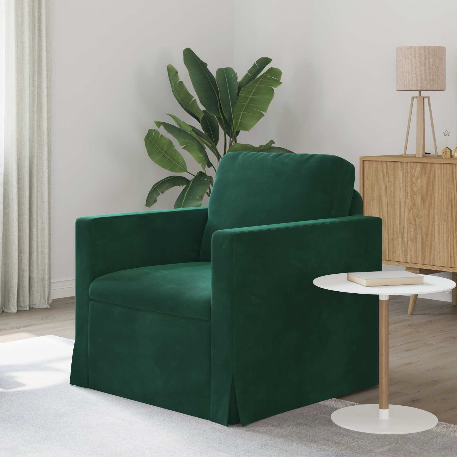 vidaXL Диван Тъмен зелен 78 x 78 x 80 см Кадифе
