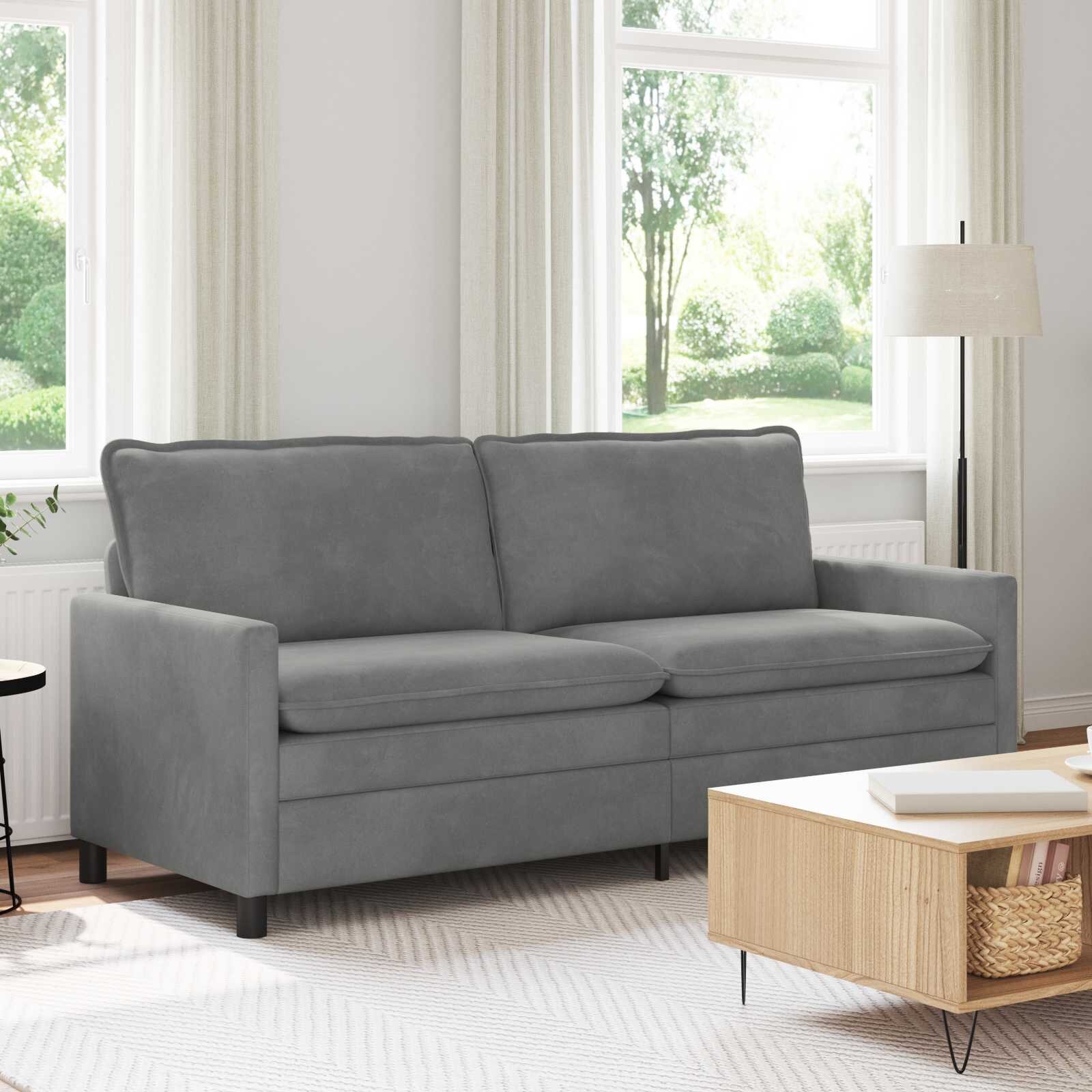 vidaXL Диван Тъмносиво 196 x 81 x 875 см Кадифе