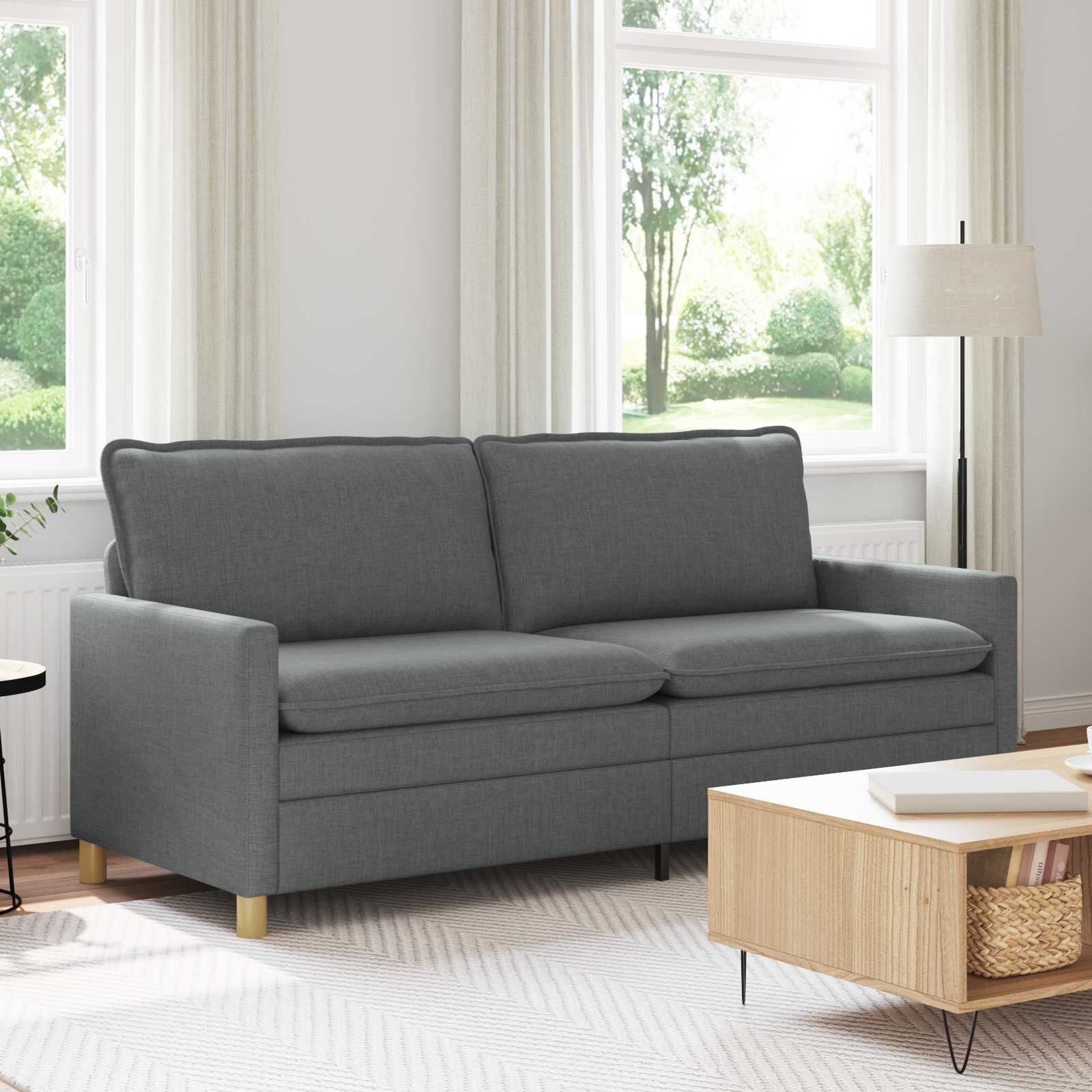 vidaXL Диван Тъмносиво 196 x 81 x 875 см Текстил