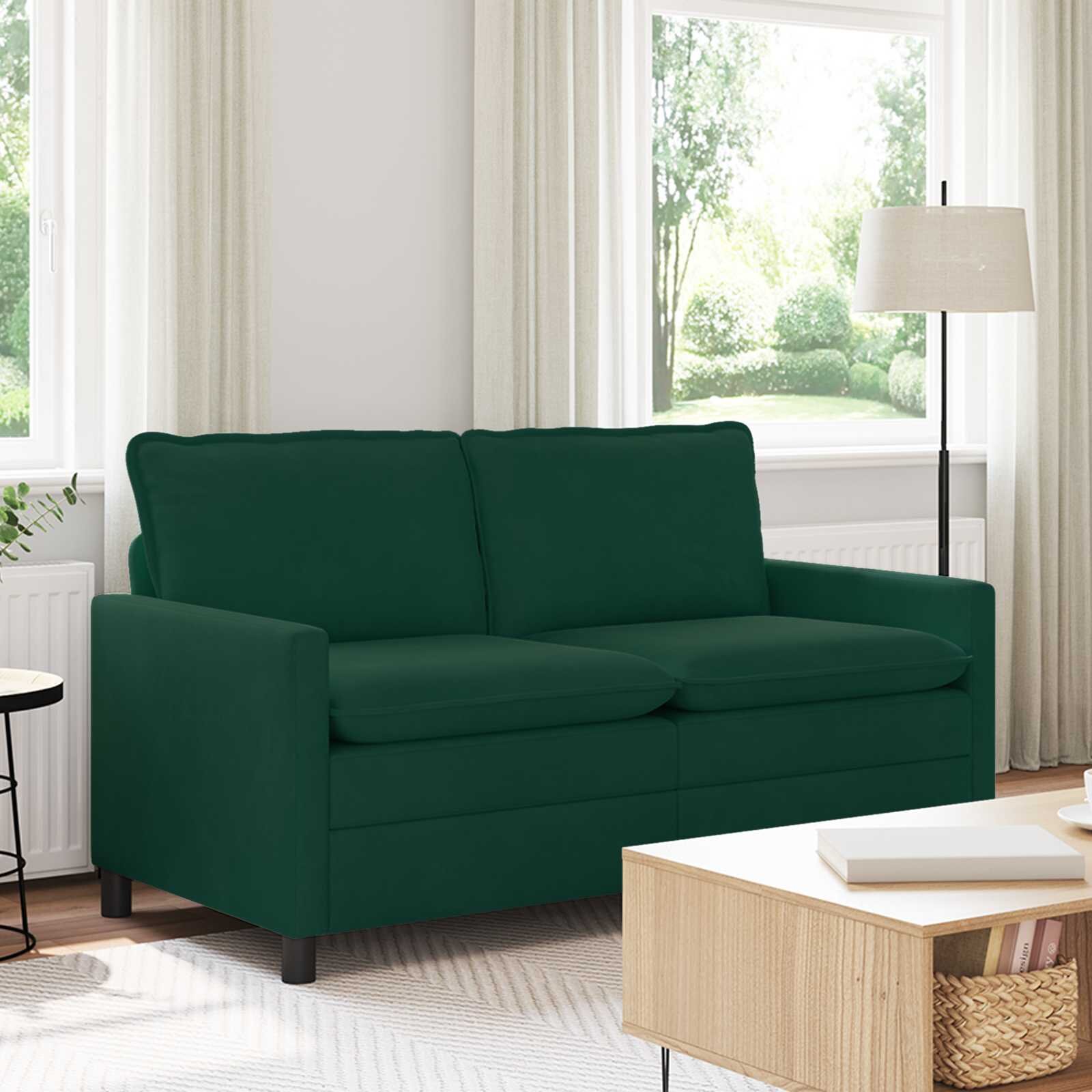 vidaXL Диван Тъмнозелено 156 x 81 x 875 см Кадифе