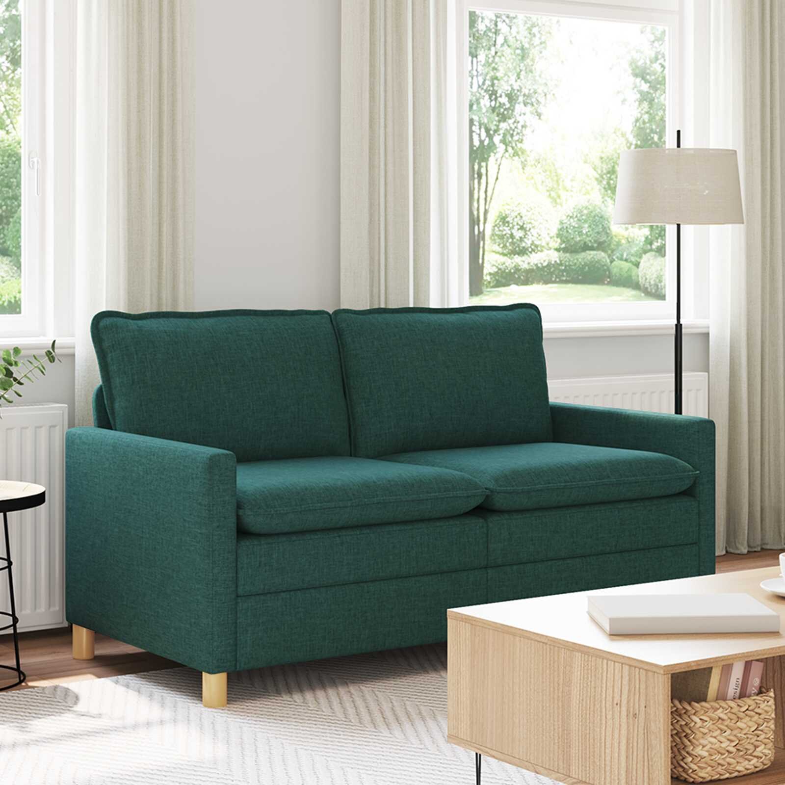 vidaXL Диван Тъмнозелено 156 x 81 x 875 см Текстил