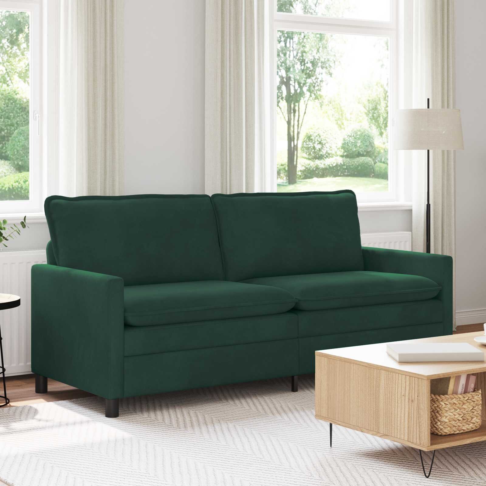 vidaXL Диван Тъмнозелено 196 x 81 x 875 см Кадифе