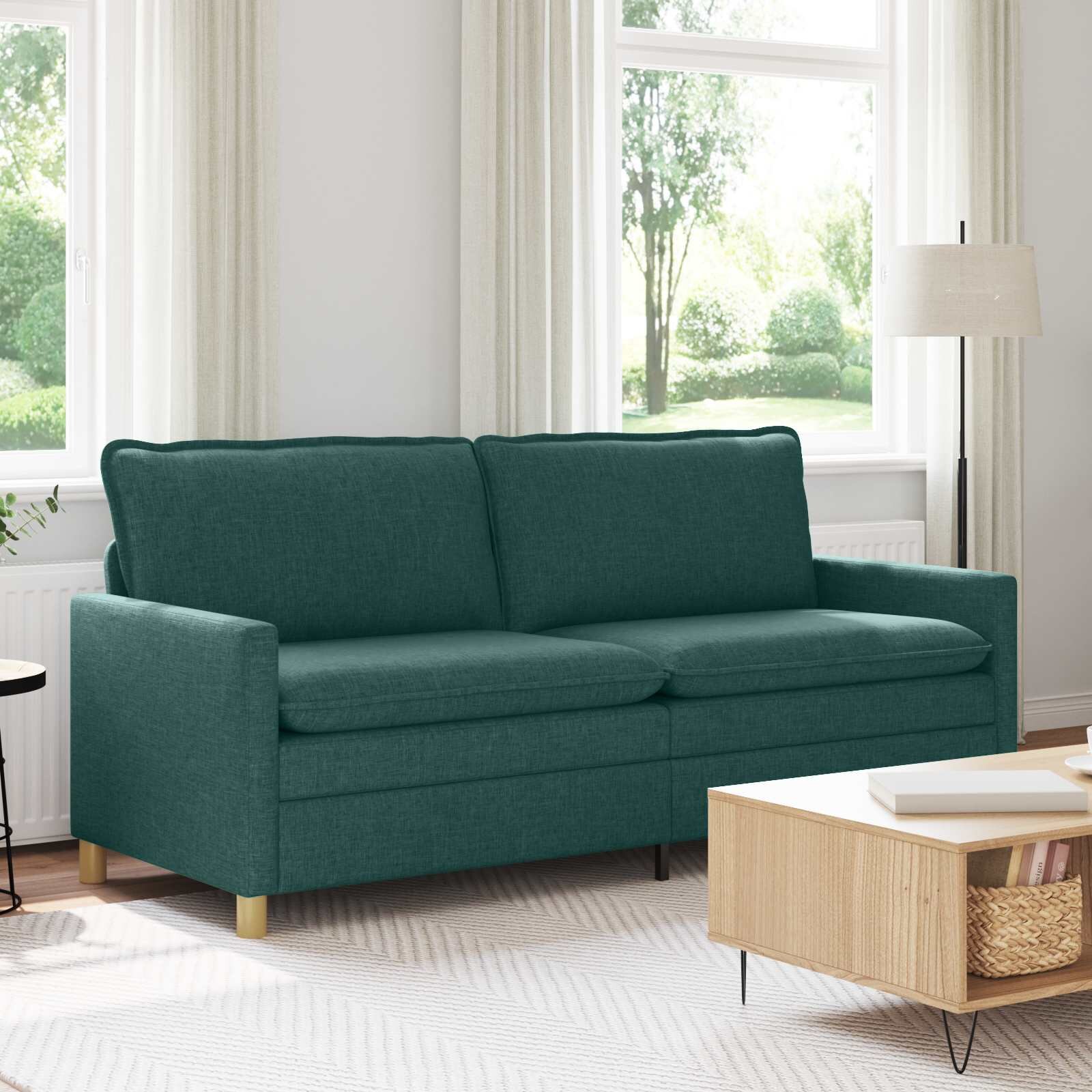 vidaXL Диван Тъмнозелено 196 x 81 x 875 см Текстил