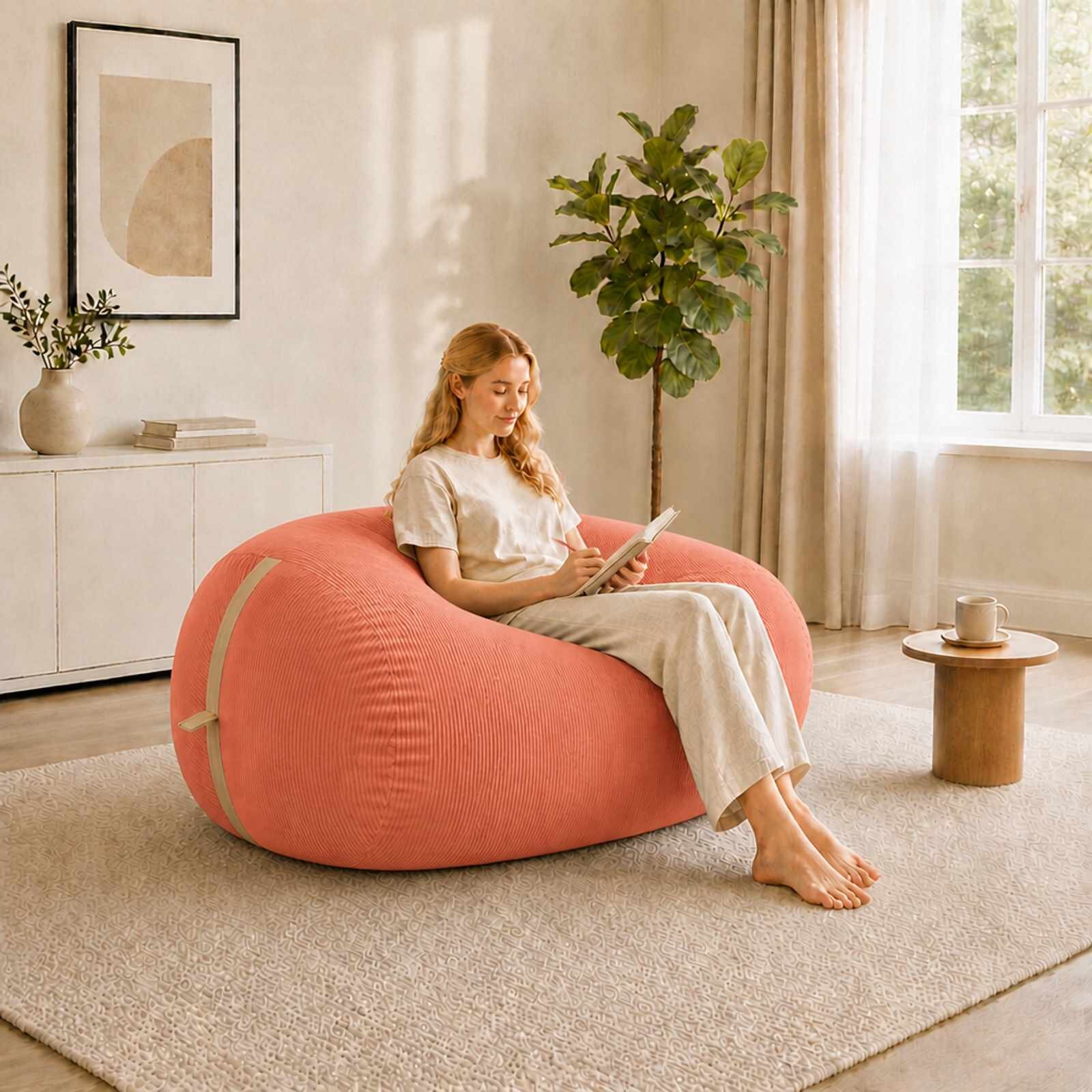 vidaXL Диван тип боб Червено оранжево 158 x 124 x 89 см кордурой