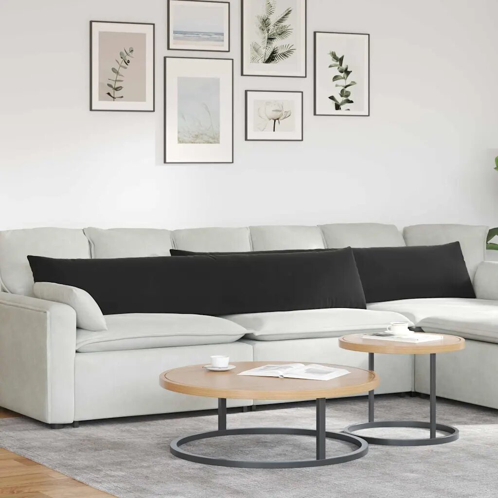 vidaXL Диван възглавници 2 бр. Кадифе Черно 200 x 40 см