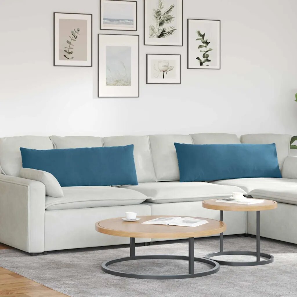 vidaXL Диван възглавници 2 бр. Кадифе Синьо 120 x 40 cm