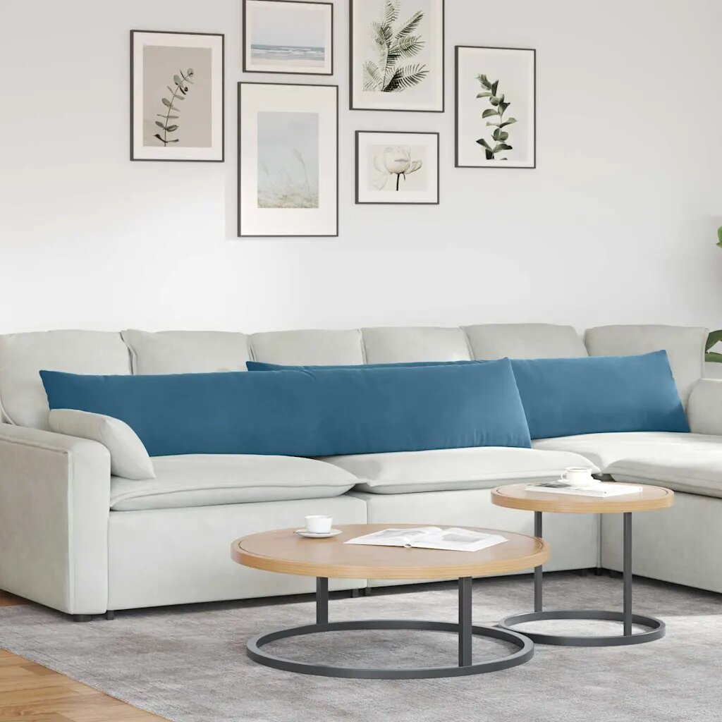 vidaXL Диван възглавници 2 бр. Кадифе Синьо 200 x 40 см