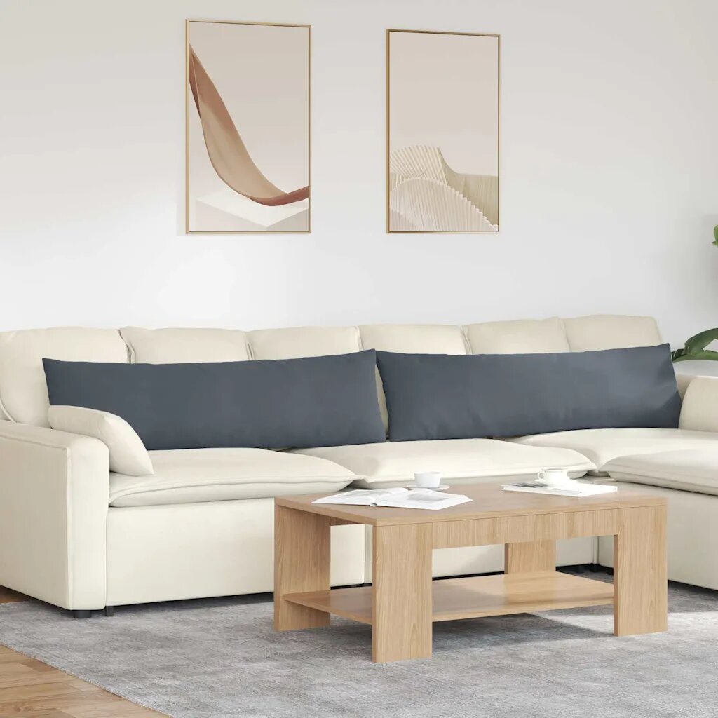 vidaXL Диван възглавници 2 бр. Кадифе Тъмен сив 145 x 40 см