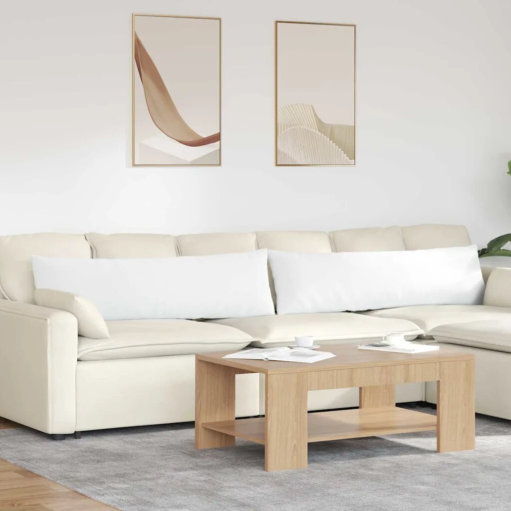 vidaXL Диван възглавници 2 бр. текстил Бяло 145 x 40 см