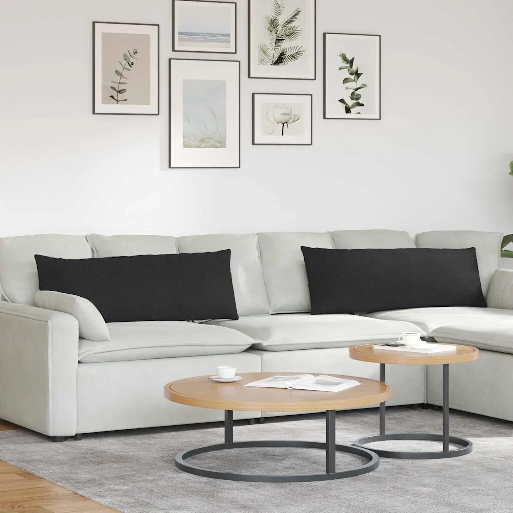 vidaXL Диван възглавници 2 бр. текстил Черно 120 x 40 cm