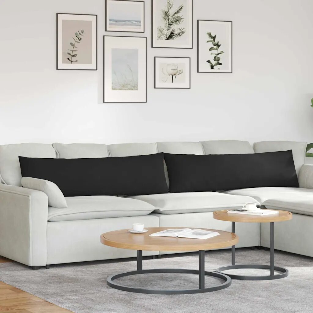 vidaXL Диван възглавници 2 бр. текстил Черно 145 x 40 см