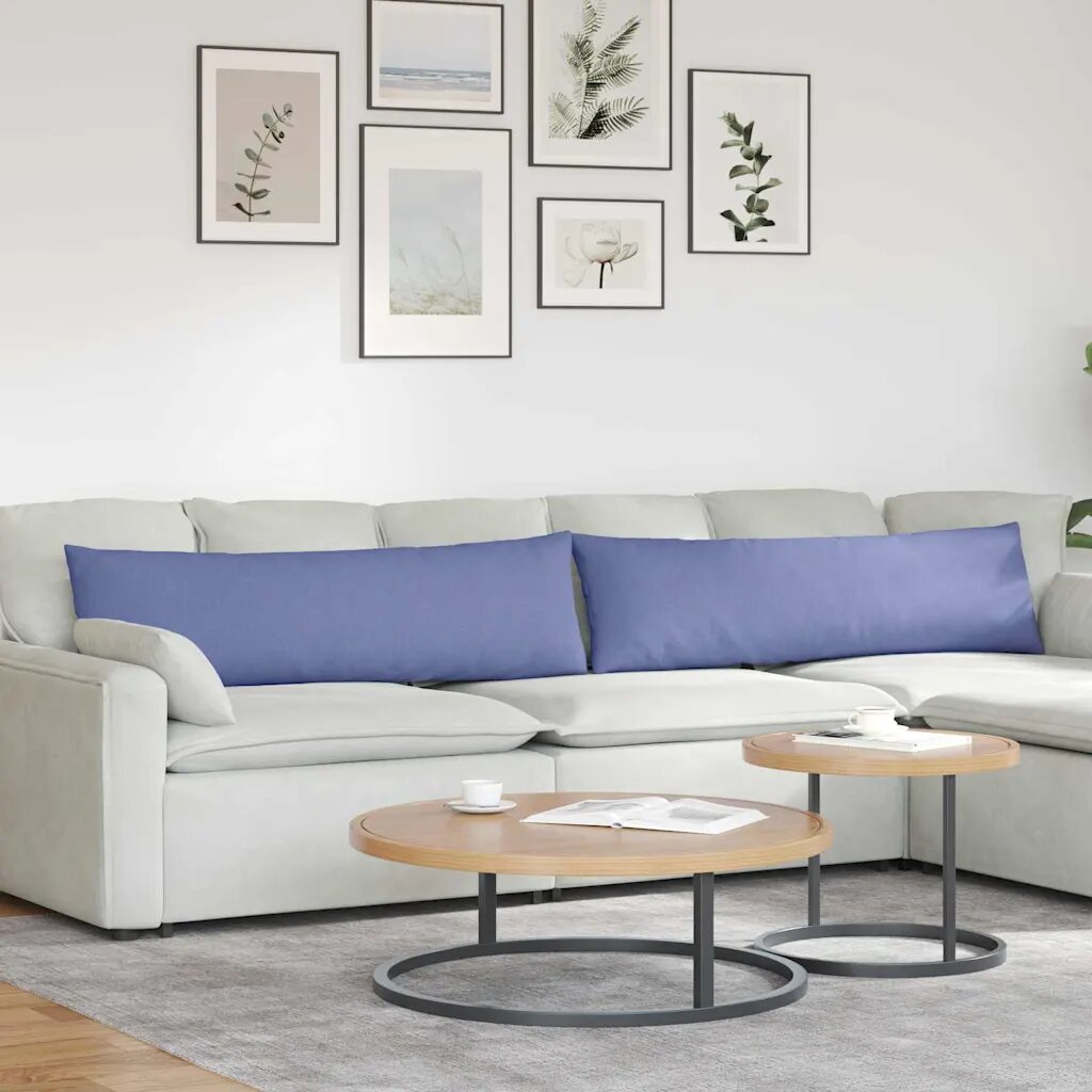 vidaXL Диван възглавници 2 бр. текстил Дънково син 145 x 40 см