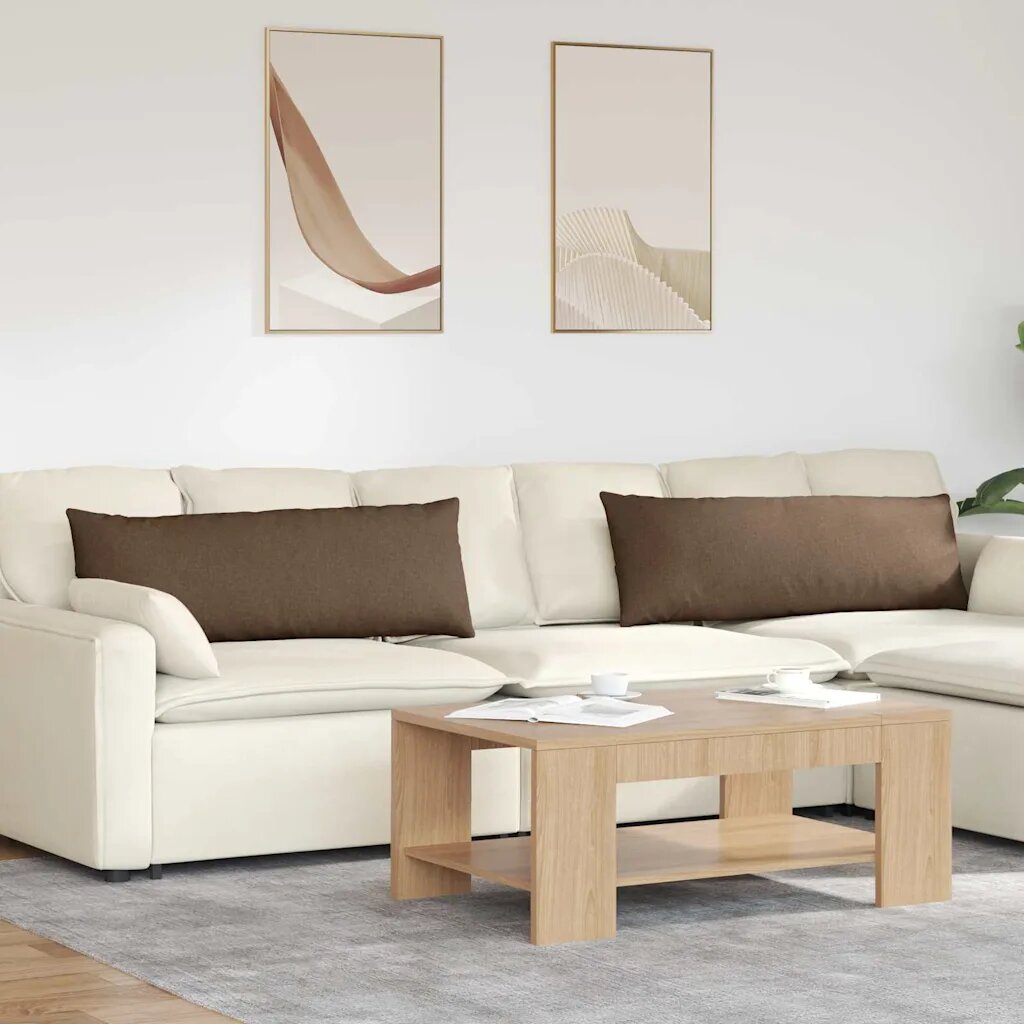 vidaXL Диван възглавници 2 бр. текстил Кафяво 120 x 40 cm
